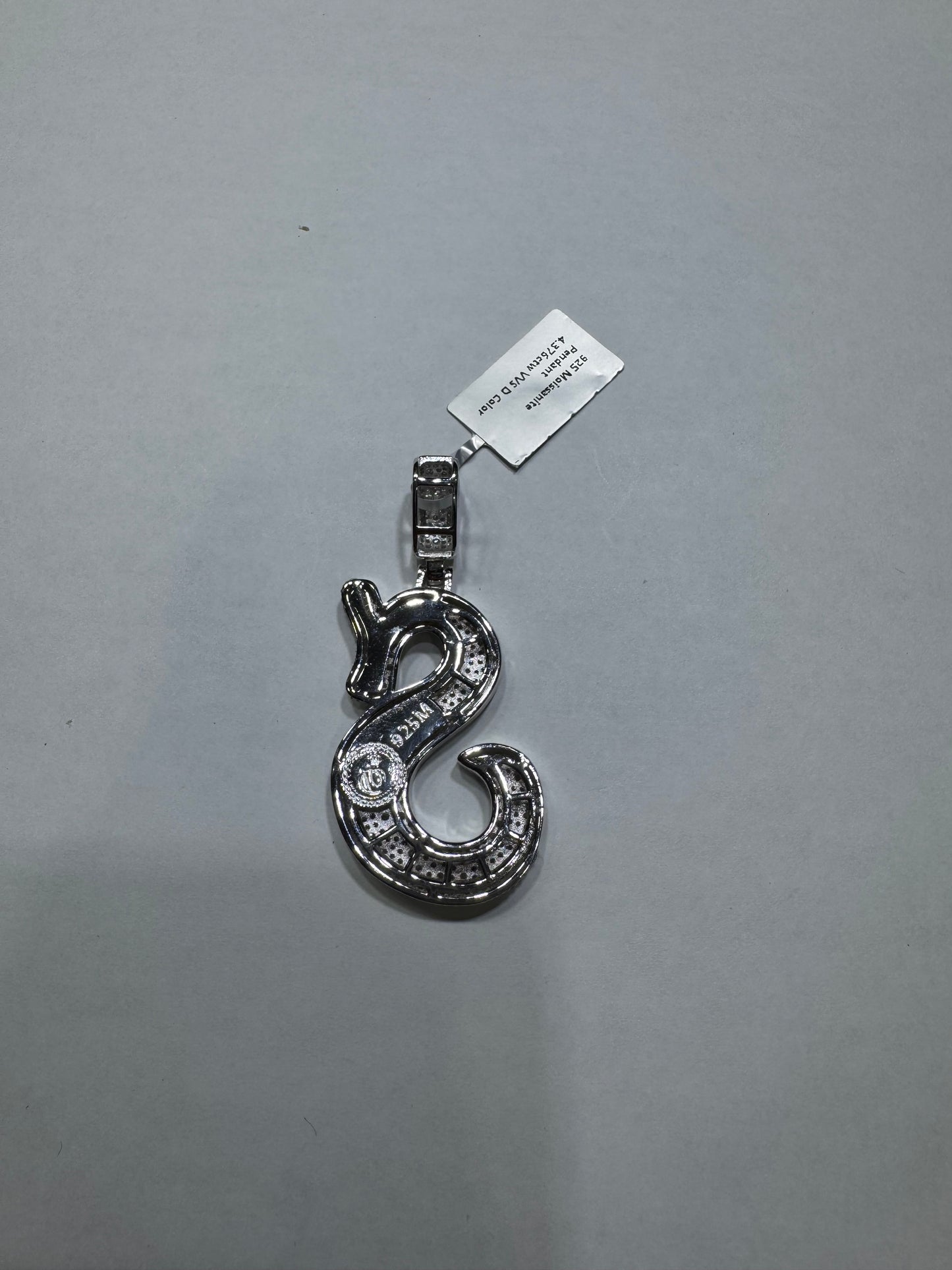 925 silver Hollo Letter "S" Pendant VVS Moissanite 4.37ctw 15 grams