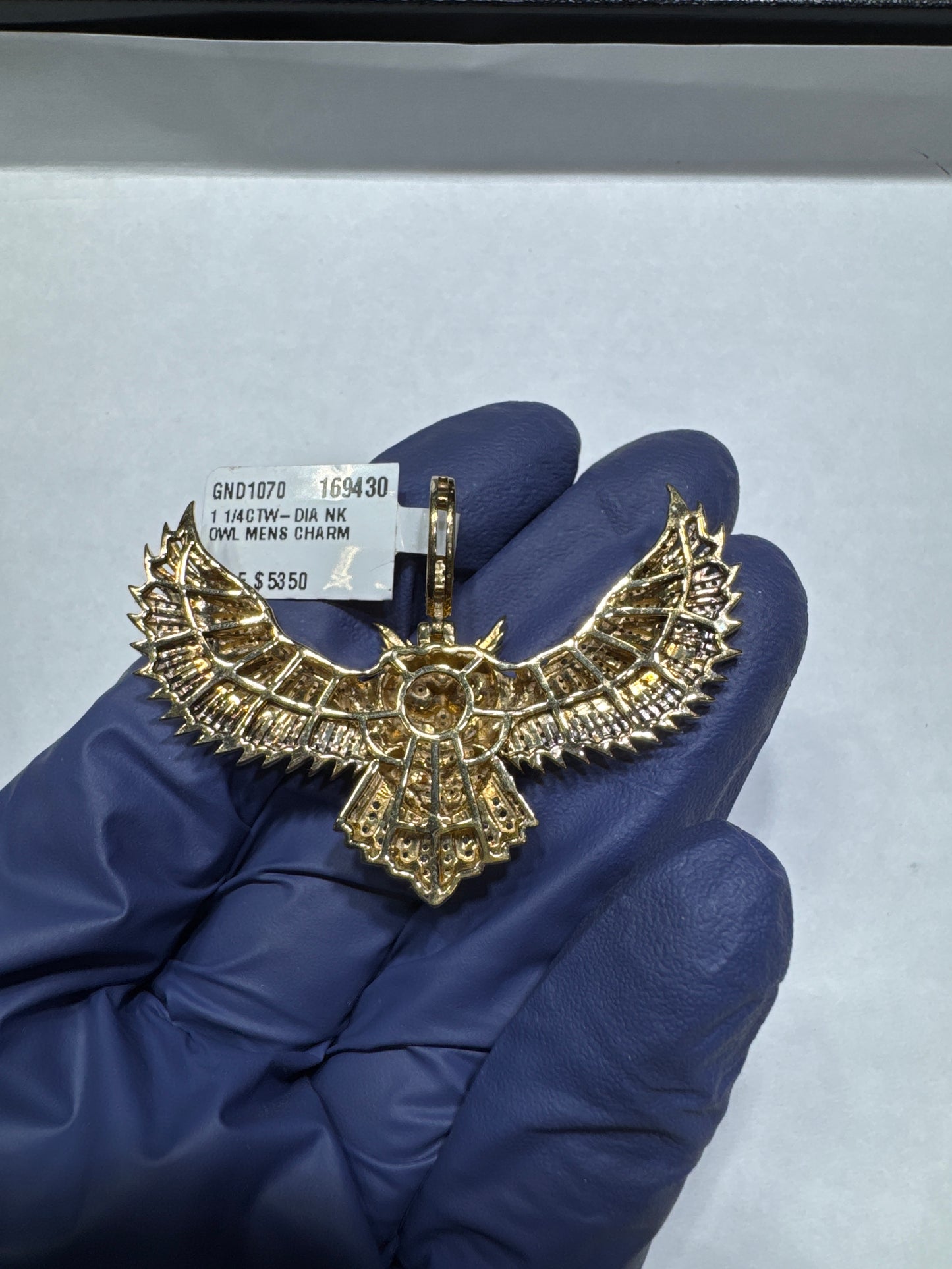10kt Gold Natural Diamonds 1.25ctw 12.2 grams "Owl Pendant"