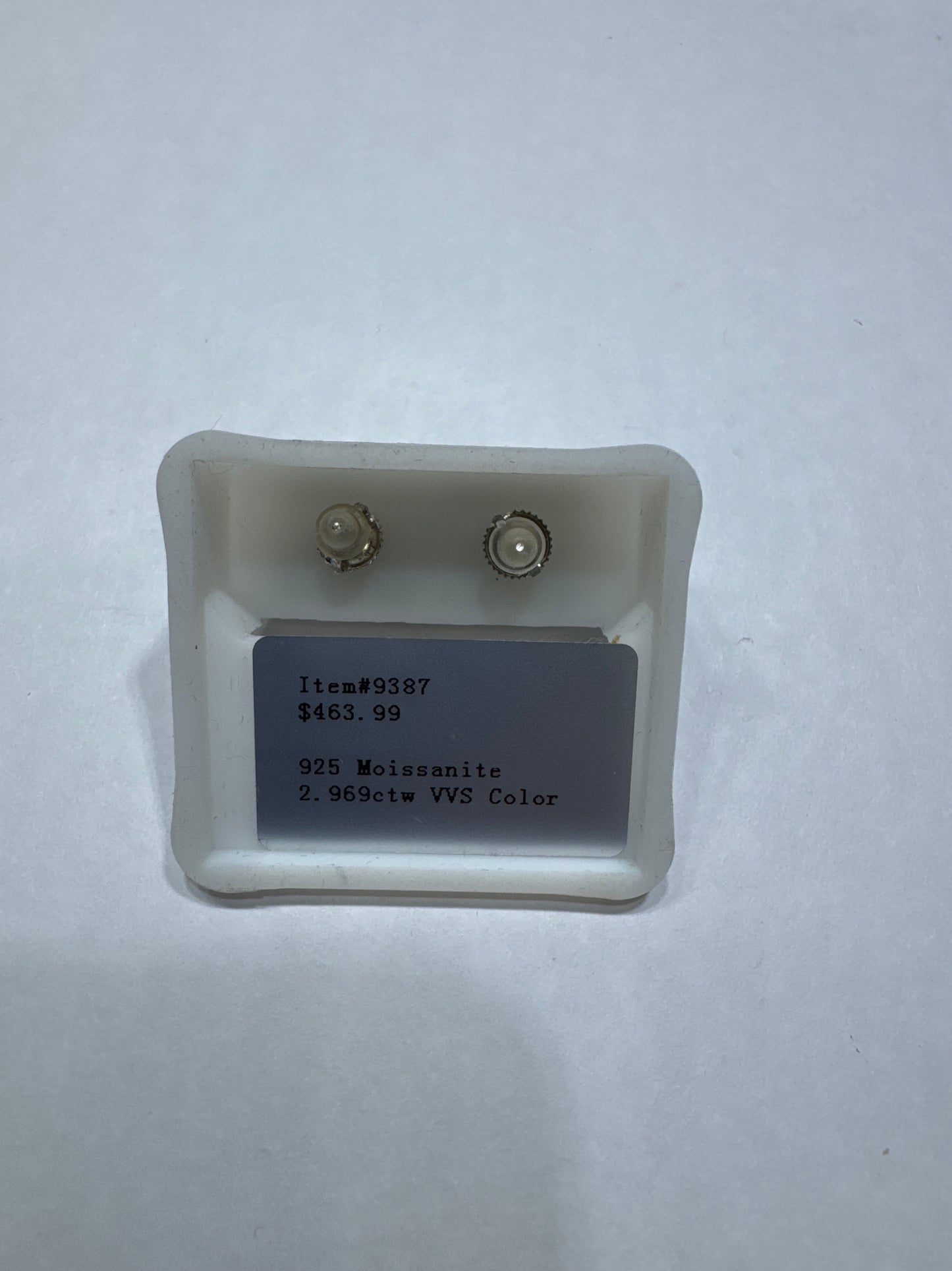Solid 925 silver VVS Moissanite 2.96ctw 14mm square shaped screw back earrings size large