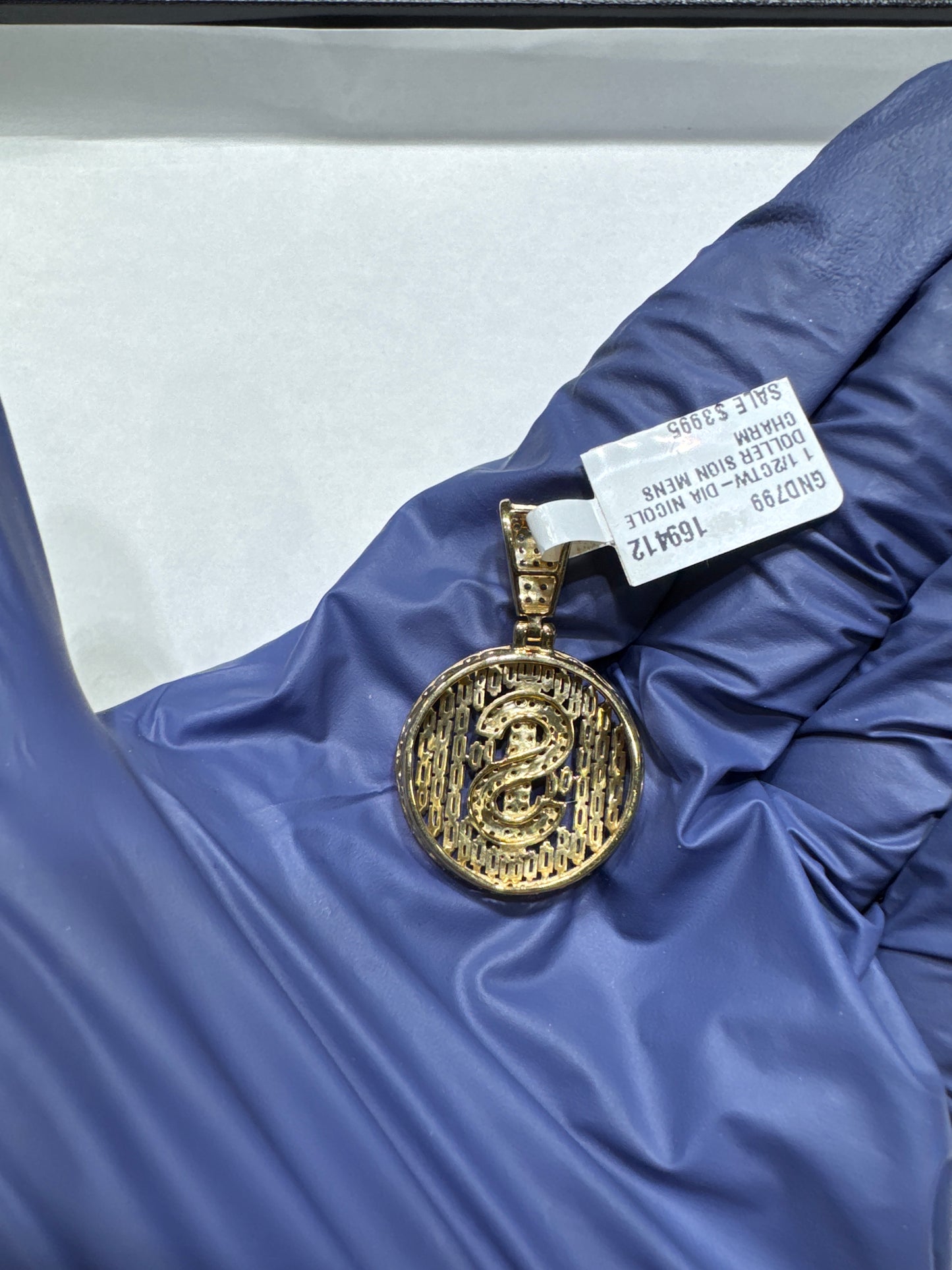 10kt Gold Natural Diamonds 1.50ctw 4.8 grams "Money sign" Pendant