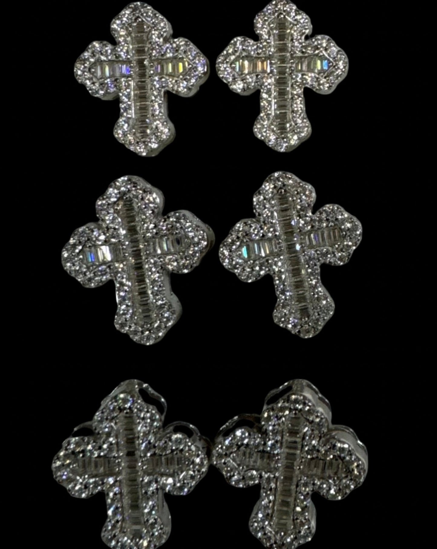 Cross Shape Silver Moissinate VVS Earrings