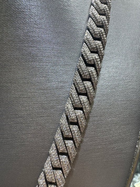 Silver VVS Moissanite 22 inches Cuban link chain