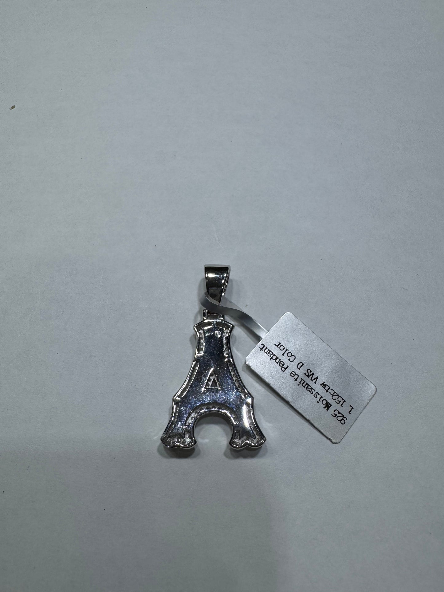 925 silver solid Tiny Letter "A" Pendant VVS Moissanite 1.15ctw 6.1 grams