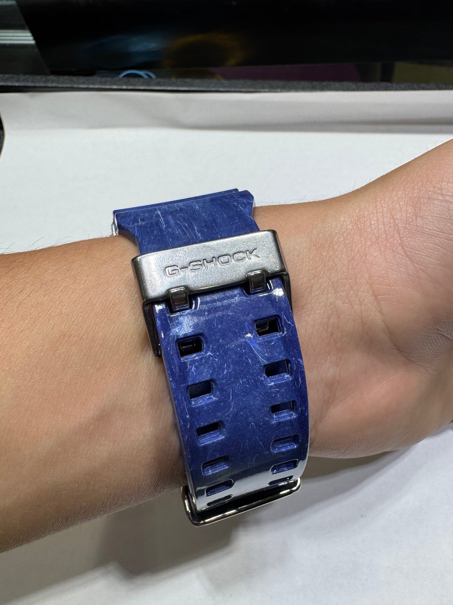 G shock CASIO WR20BAR Blue Band VVS Moissanite Passes diamond tester Blue buttons With box and papers