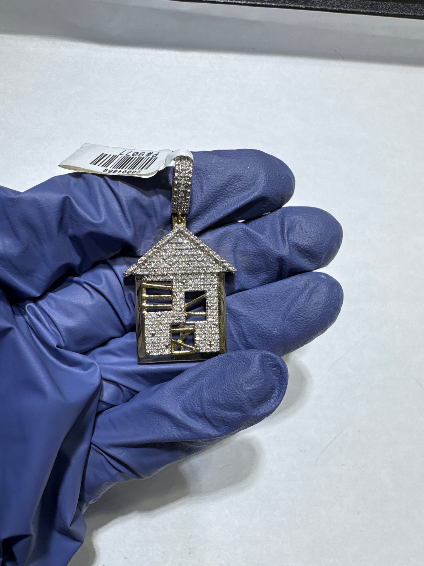 10kt Gold Natural Diamonds 0.52ctw 6.3 grams "boarded up house" pendant