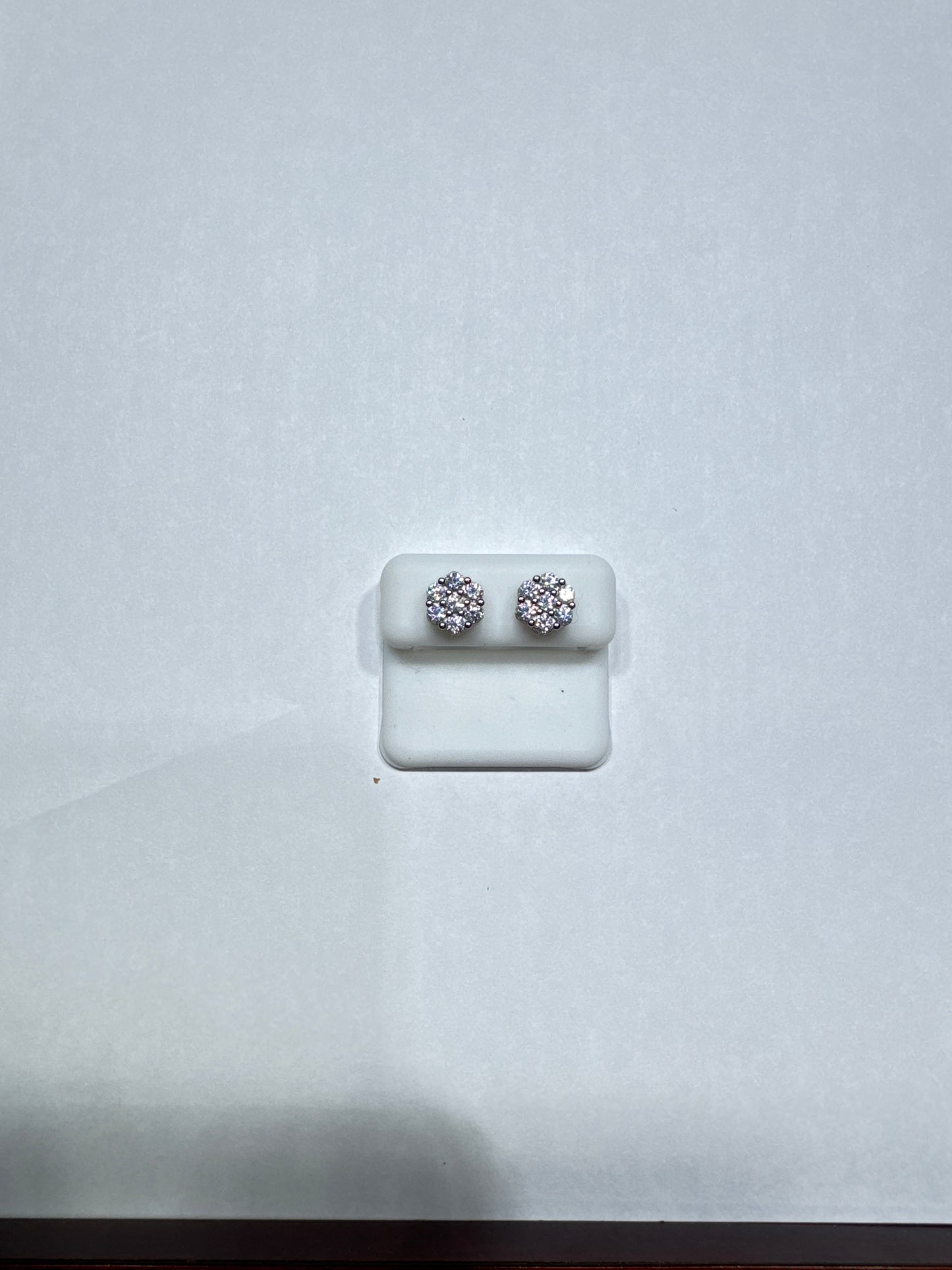 Solid 925 silver VVS Moissanite all around 2.14ctw 9mm flower shaped screw back earrings size medium