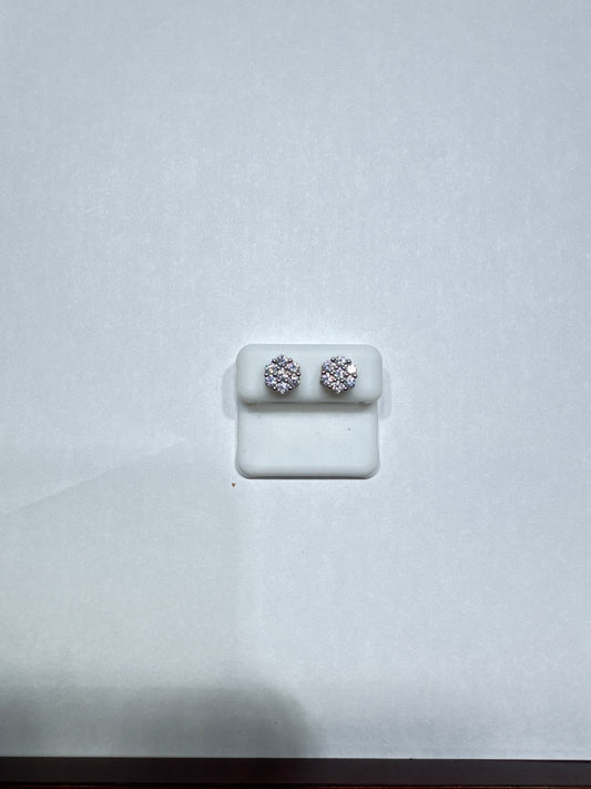 Solid 925 silver VVS Moissanite all around 2.14ctw 9mm flower shaped screw back earrings size medium