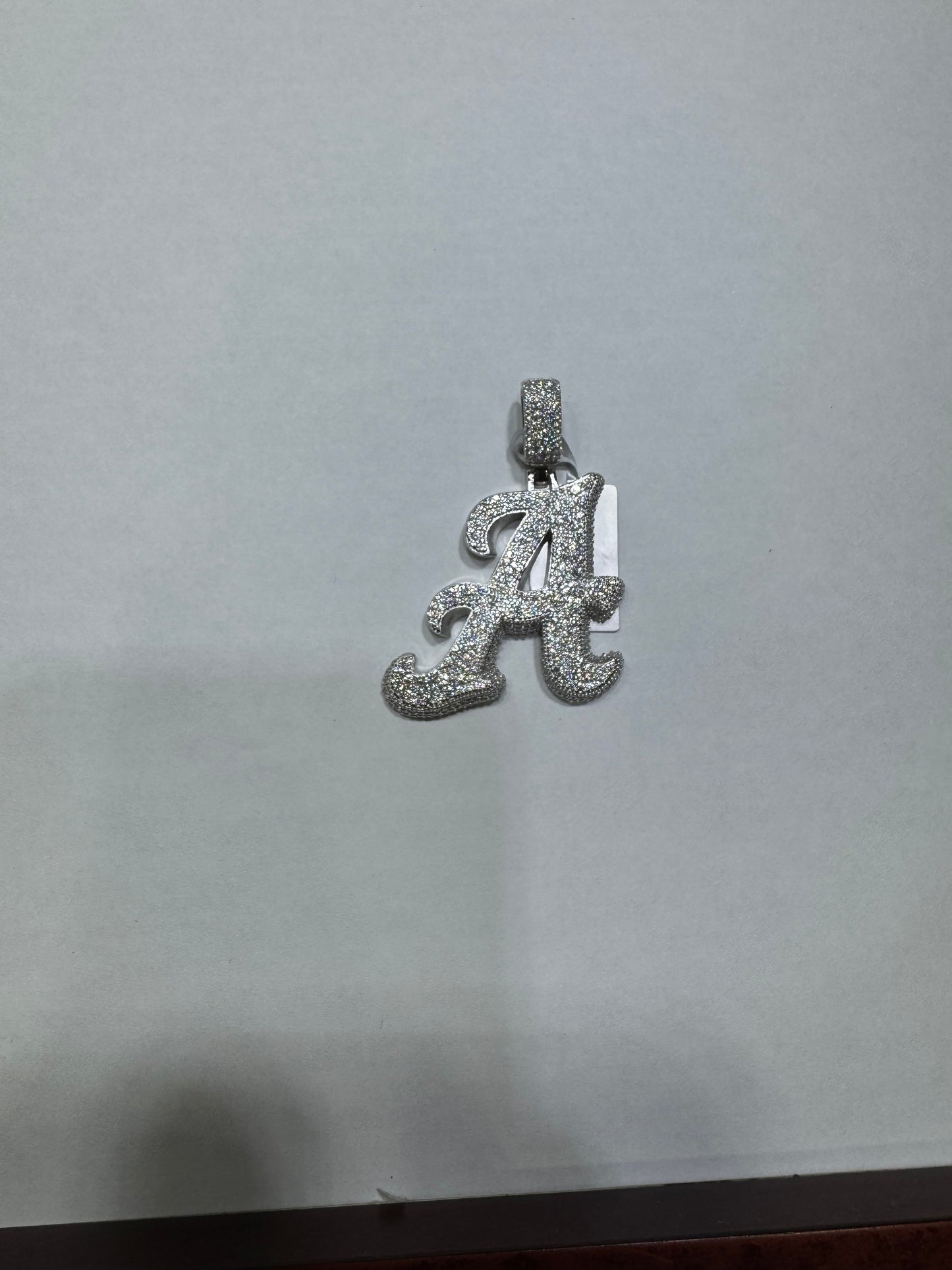 925 Silver Hollo Letter "A" Pendant VVS Moissanite 5.44ctw 17.4 grams