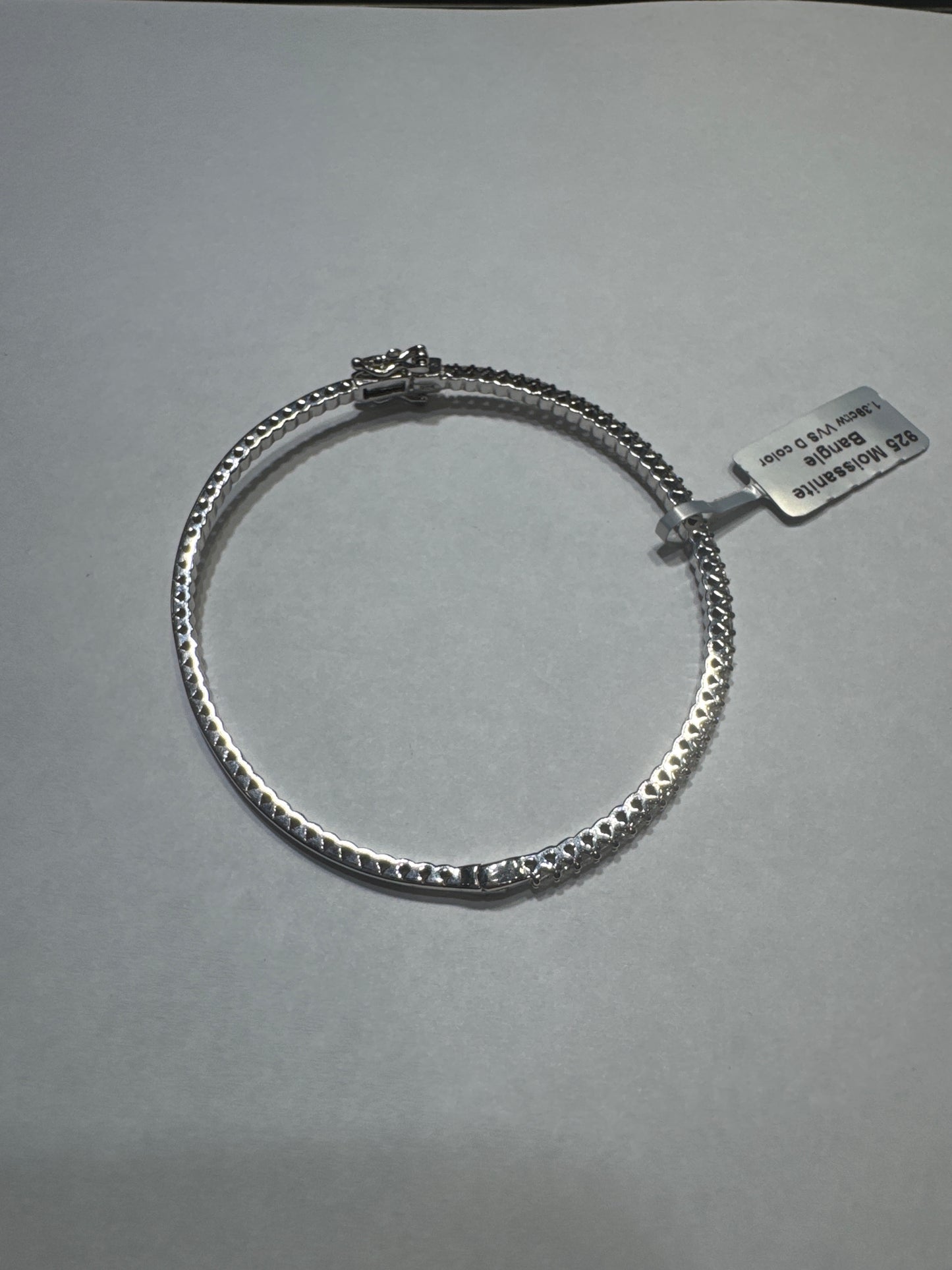 925 Silver VVS Moissanite 1.39ctw "Half Moissanite, Half not" Bangle