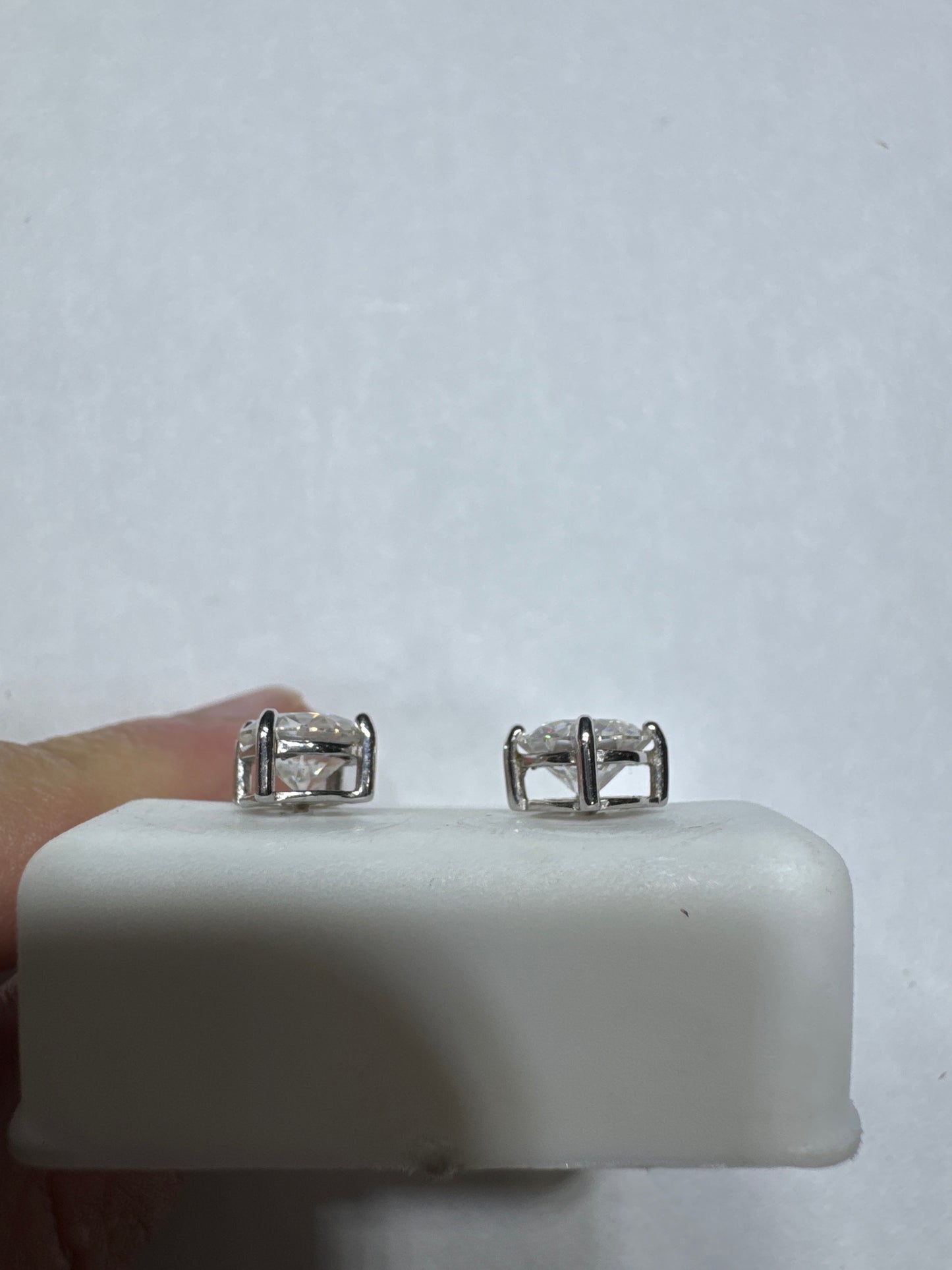 Solid 925 Silver VVS Moissanite 2.01ctw 7mm Regular screw back earrings size small