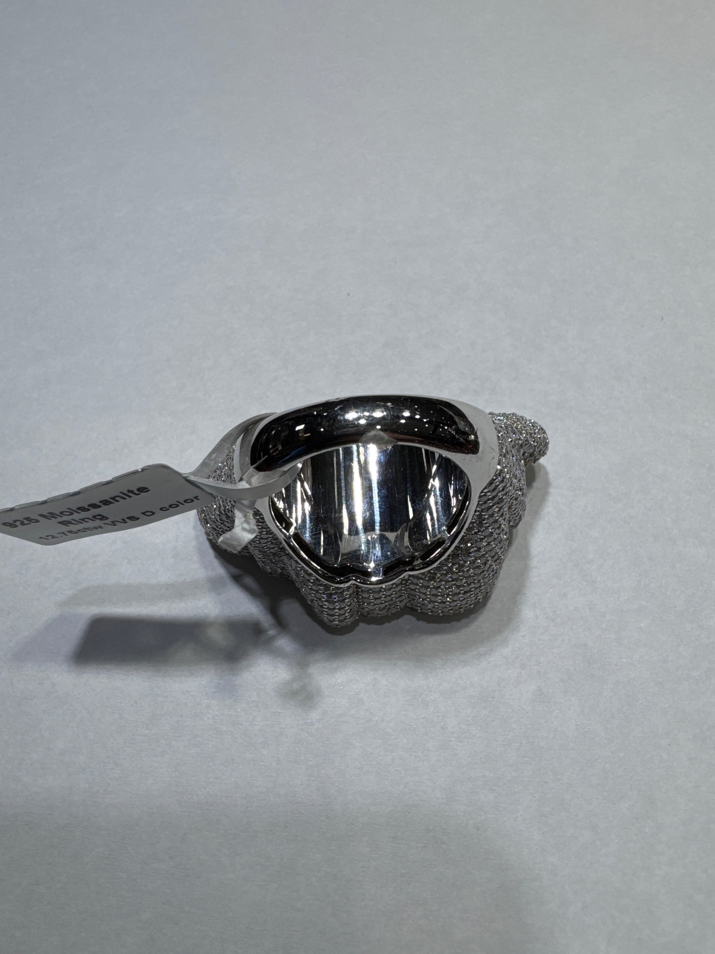 925 Silver VVS Moissanite 12.75ctw size 11 "Trapped Out" Ring
