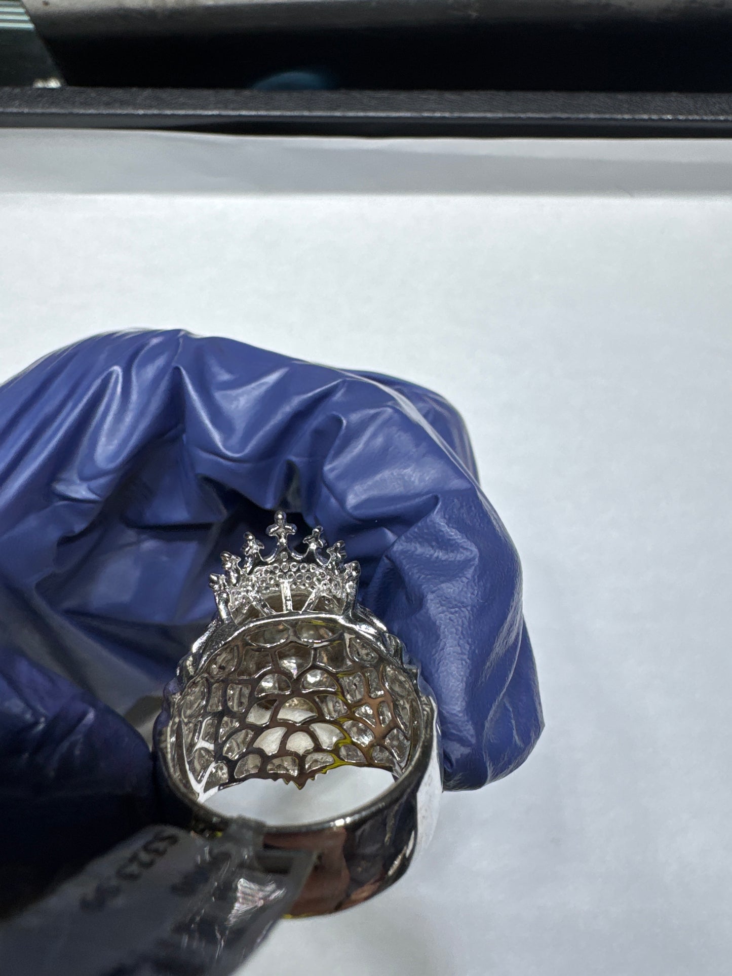 925 hollow silver VVS Moissanite 0.35ctw lions head with crown ring size 9