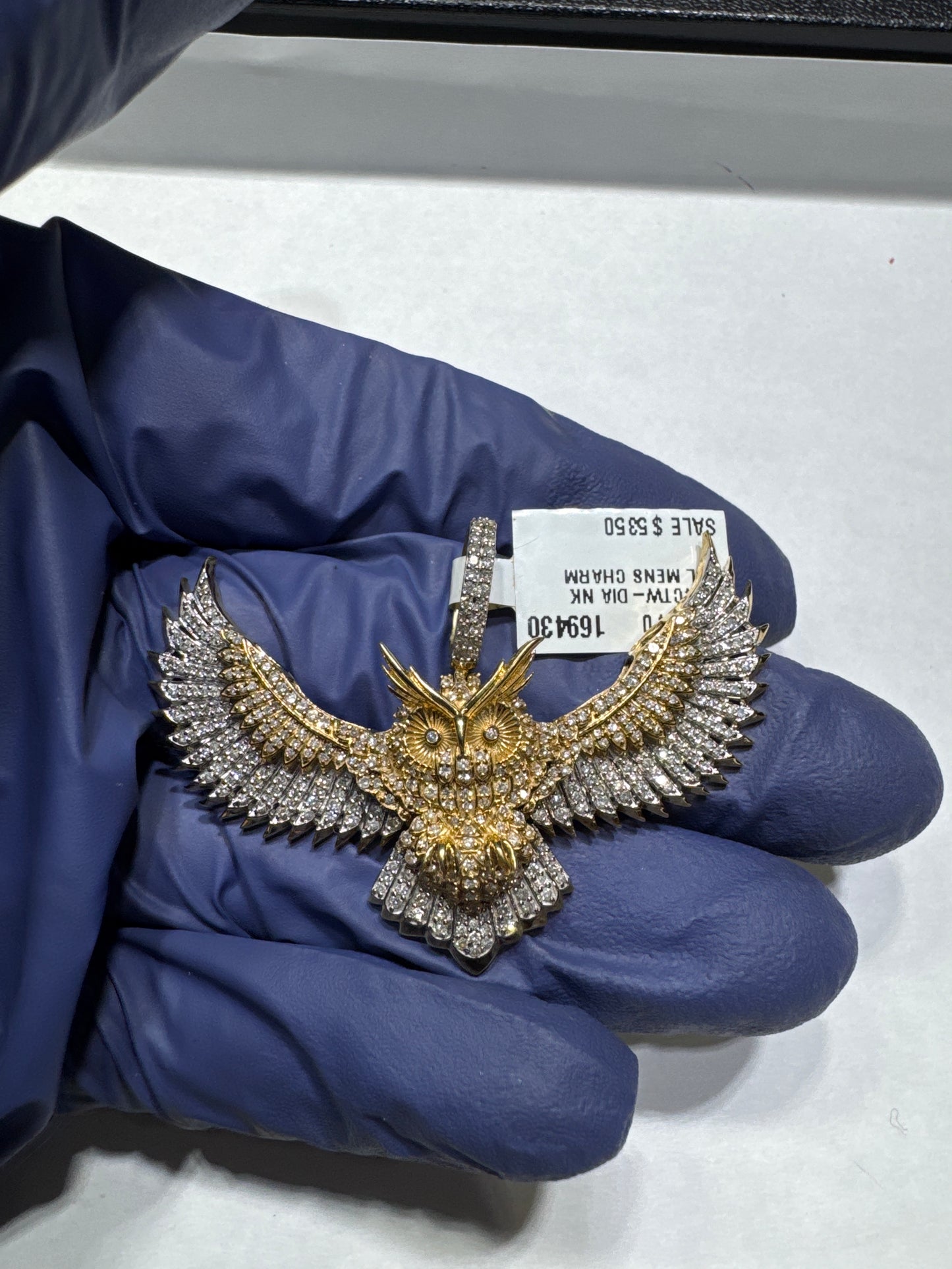 10kt Gold Natural Diamonds 1.25ctw 12.2 grams "Owl Pendant"