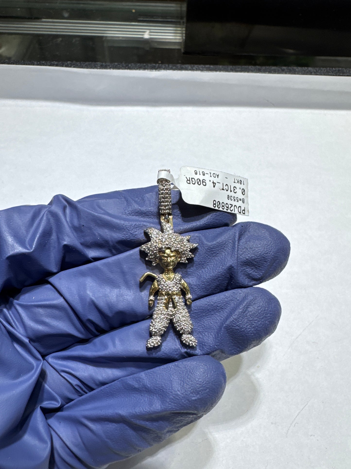 10kt Gold Natural Diamond 0.31ctw 4.9 grams "GOKU" Pendant