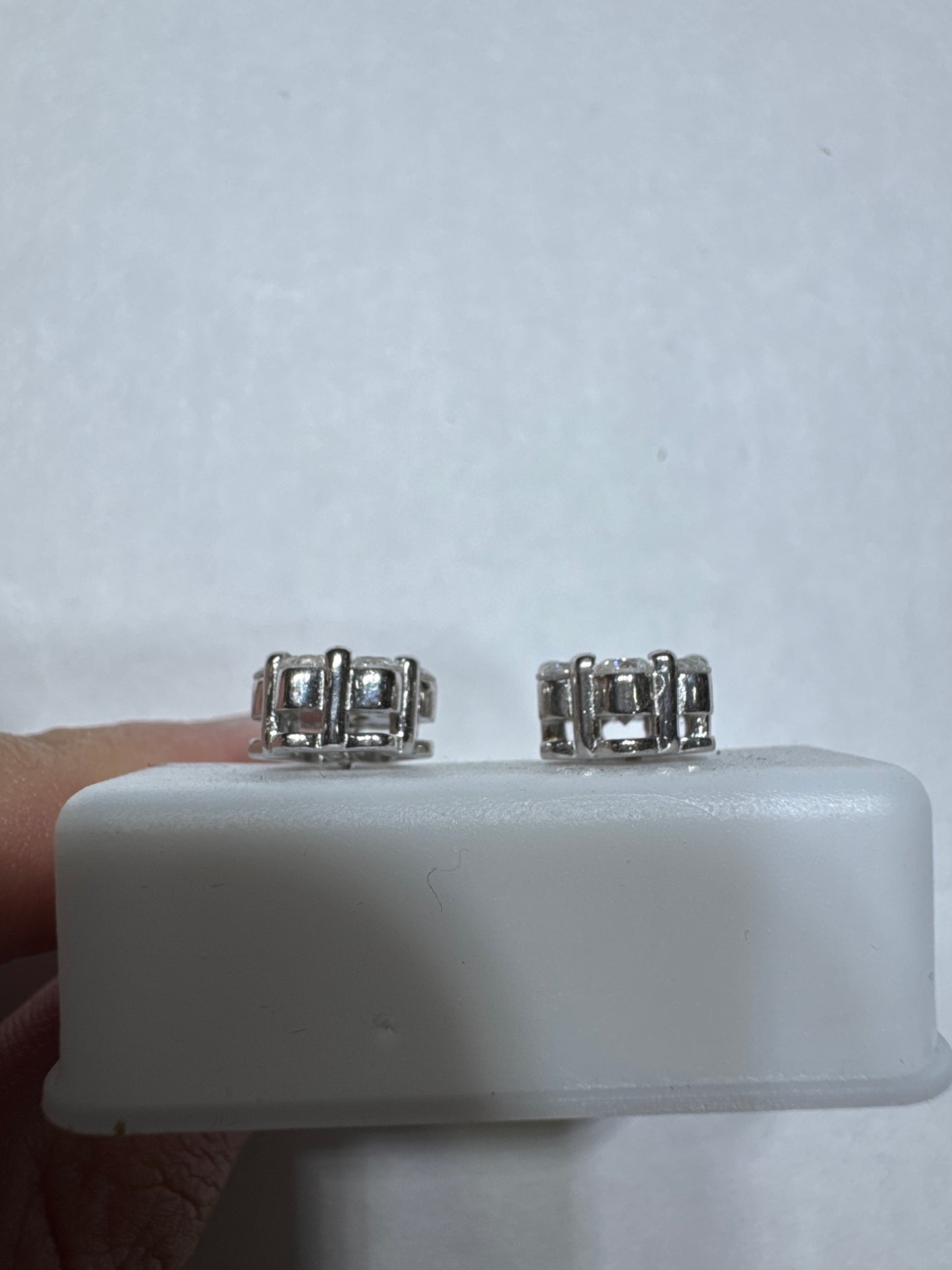 Solid 925 Silver VVS Moissanite 1.64ctw 9mm Flower shaped screw back earrings size medium