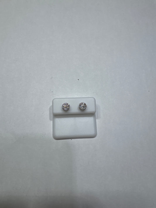 925 silver VVS Moissanite 1.13ctw 7mm flower shaped earrings screw back small