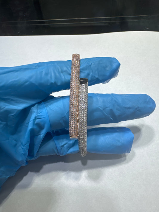 925 Silver Two-Tone Rose Gold VVS Moissanite Bangle loop