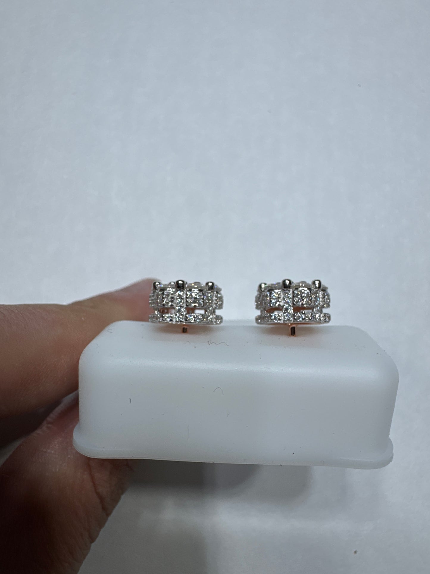 Silver Plated Rose gold VVS Moissanite 2.14ctw 10mm flower shaped screw back earrings size medium