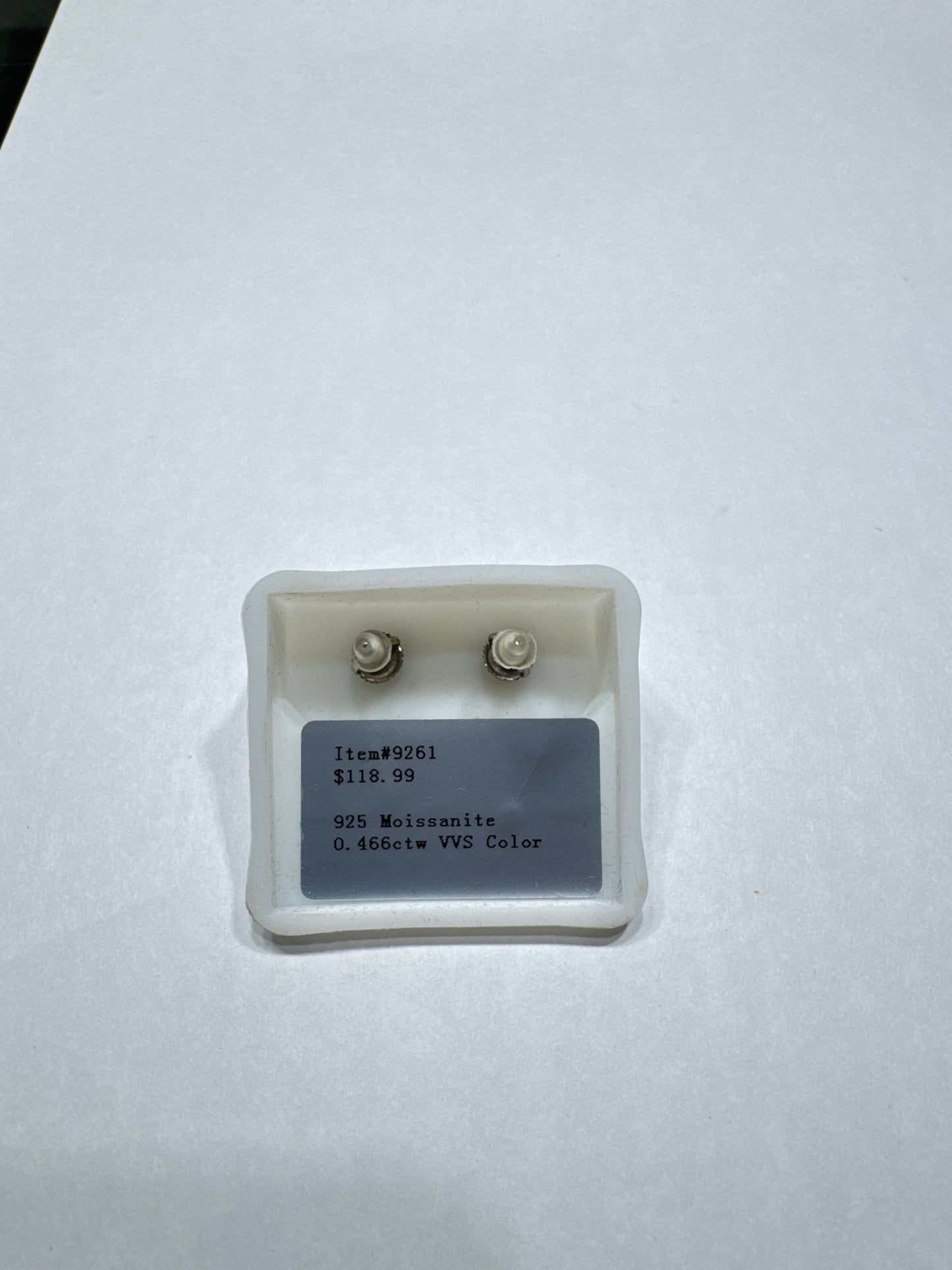 Solid 925 silver VVS Moissanite 0.46ctw 6mm square cluster screw back earrings size small