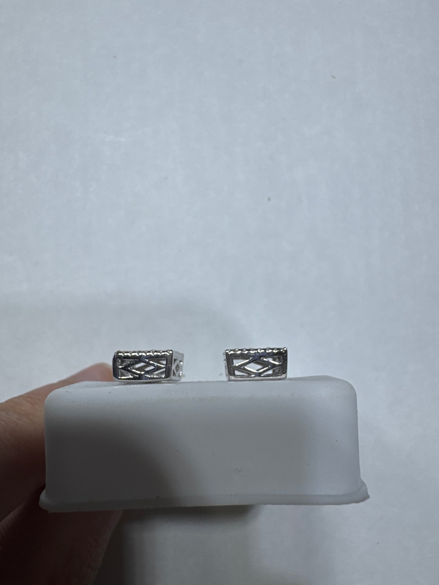 Solid 925 Silver VVS Moissanite 0.5ctw 9mm square shaped earrings size medium