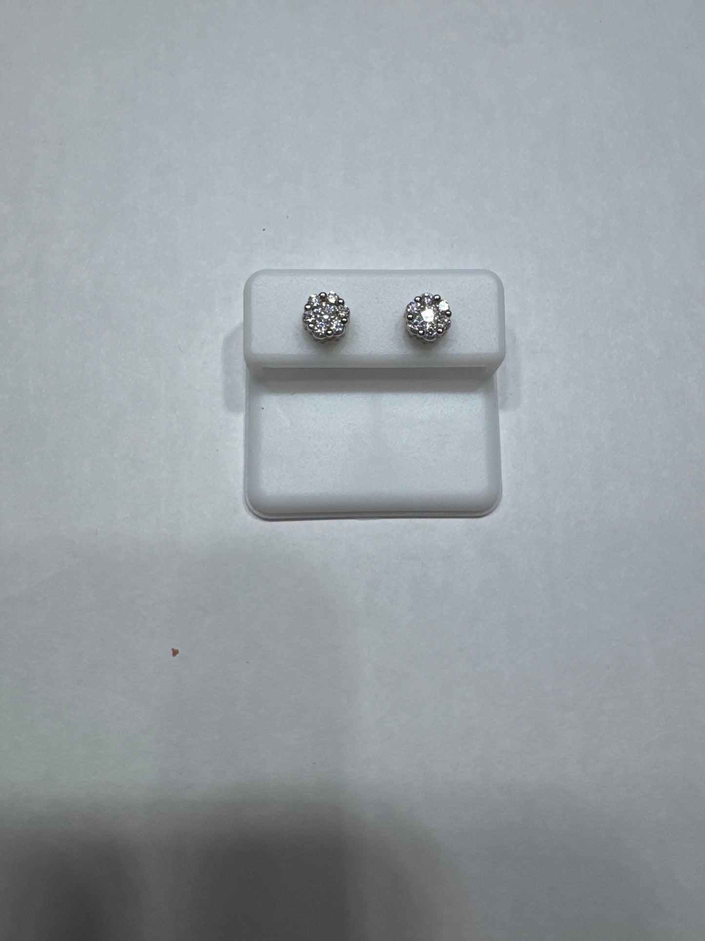 solid 925 silver VVS Moissanite all around 1.13ctw 7mm flower shaped screw back earrings size small