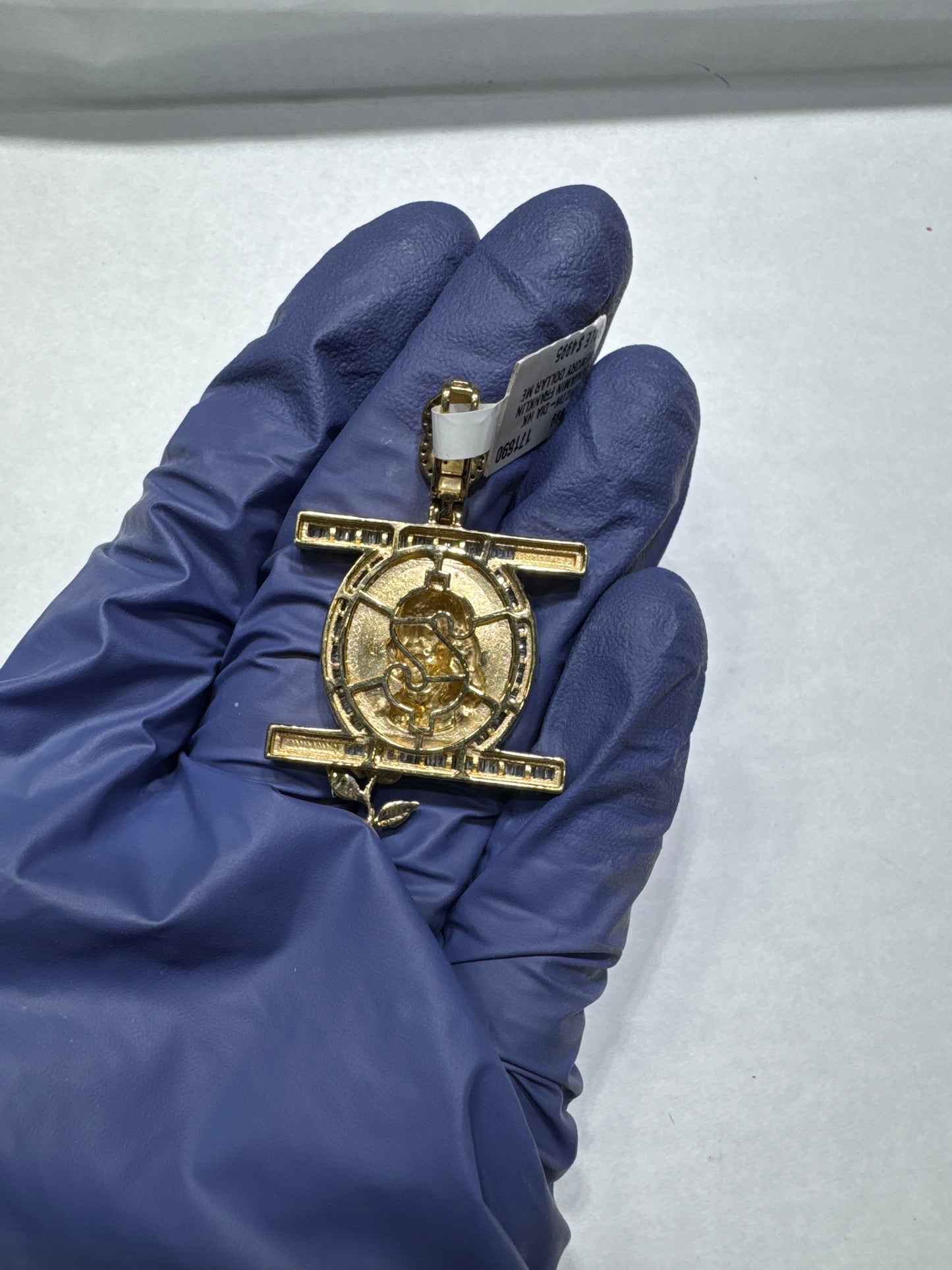 10kt Gold Natural Diamonds 1.37ctw 9.3 grams "Benjamin Franklin Memory Dollar me" Pendant