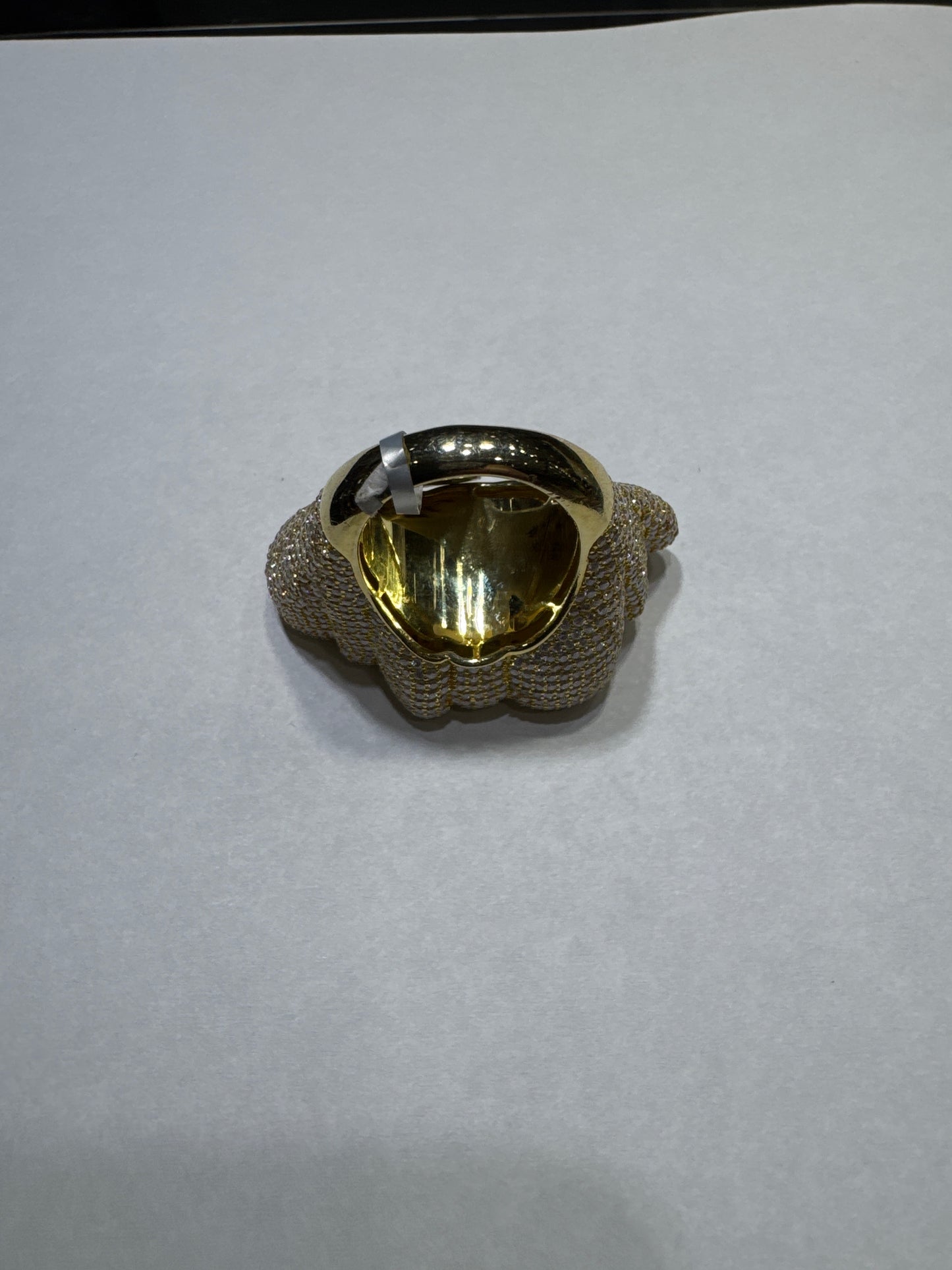 925 Silver Plated Yellow Gold VVS Moissanite 12.75ctw "Trapped Out" Ring size 11