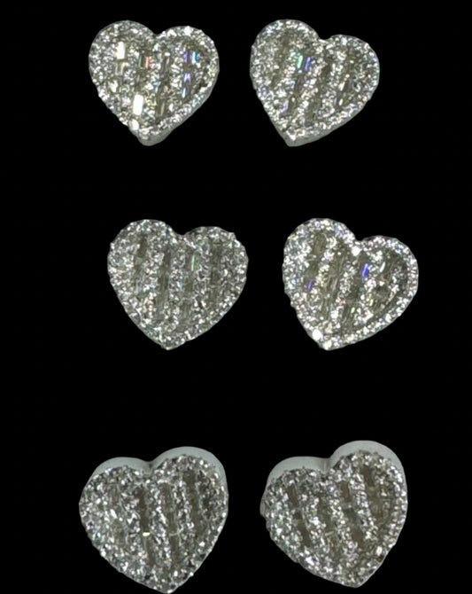 Heart Shape Silver Moissinate VVS Earrings