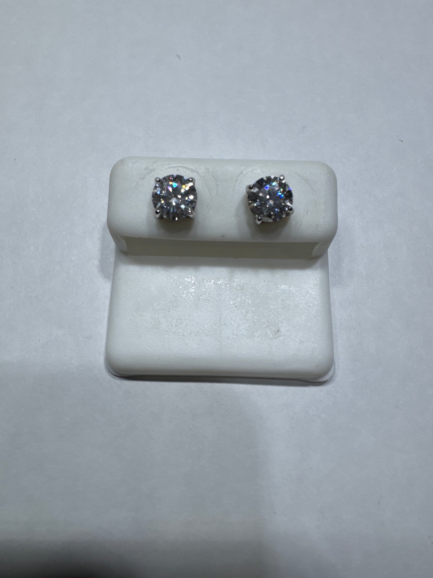 Solid 925 Silver VVS Moissanite 2.01ctw 7mm Regular screw back earrings size small