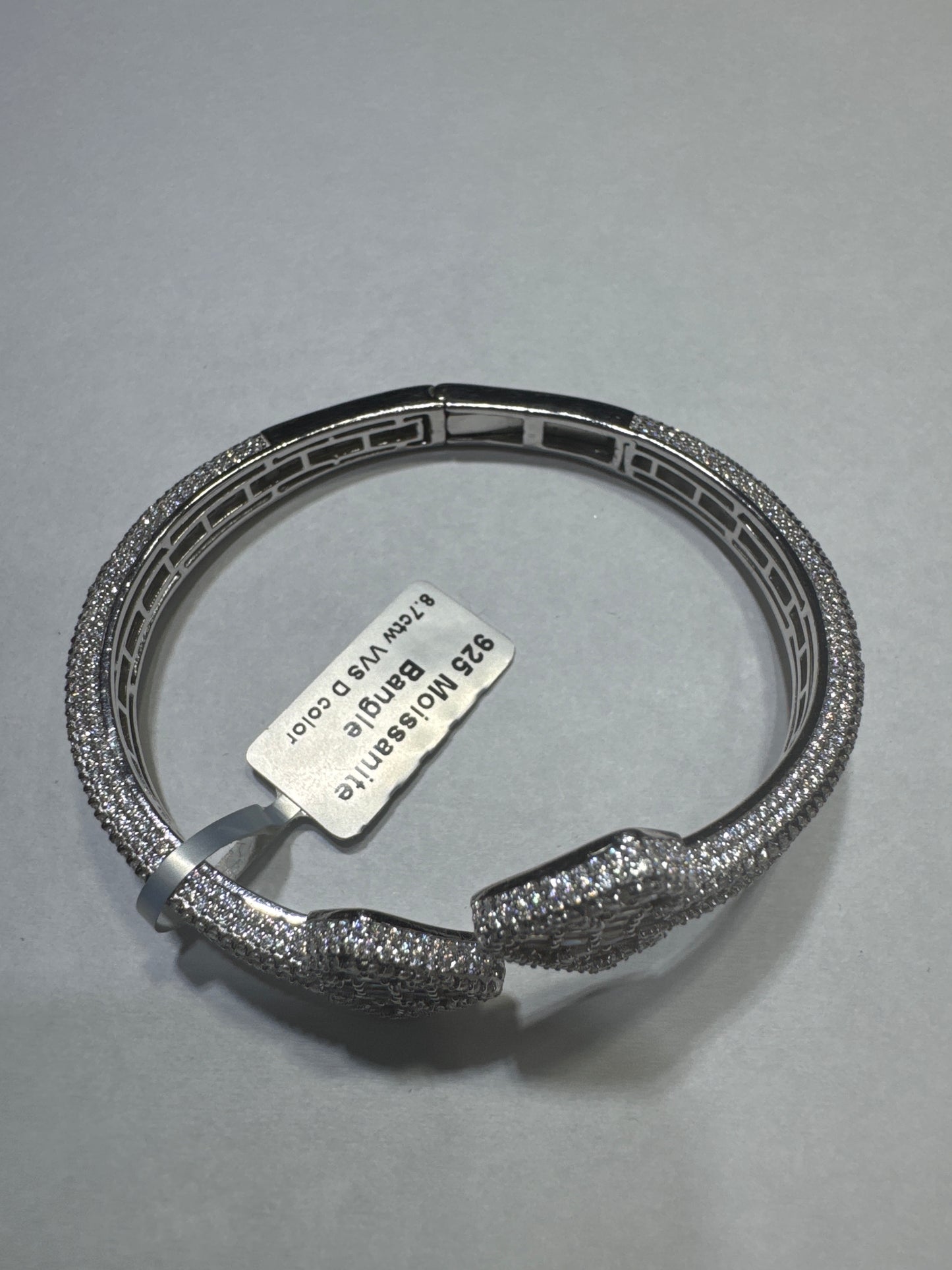 925 Silver VVS Moissanite 8.78ctw "All Around Moissanite Spades design" Bangle