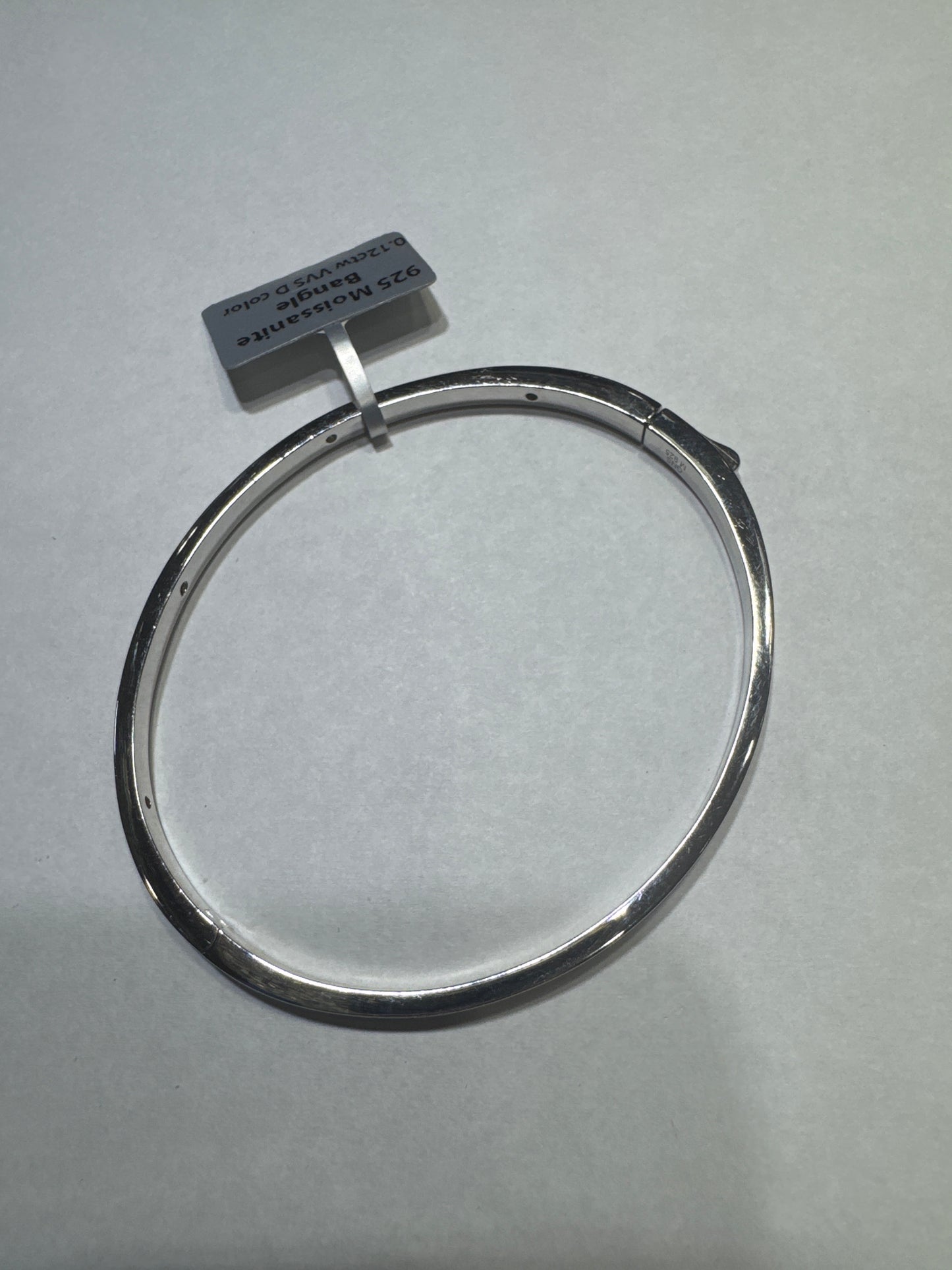 925 Silver VVS Moissanite 0.12ctw "Stone then plain" Bangle