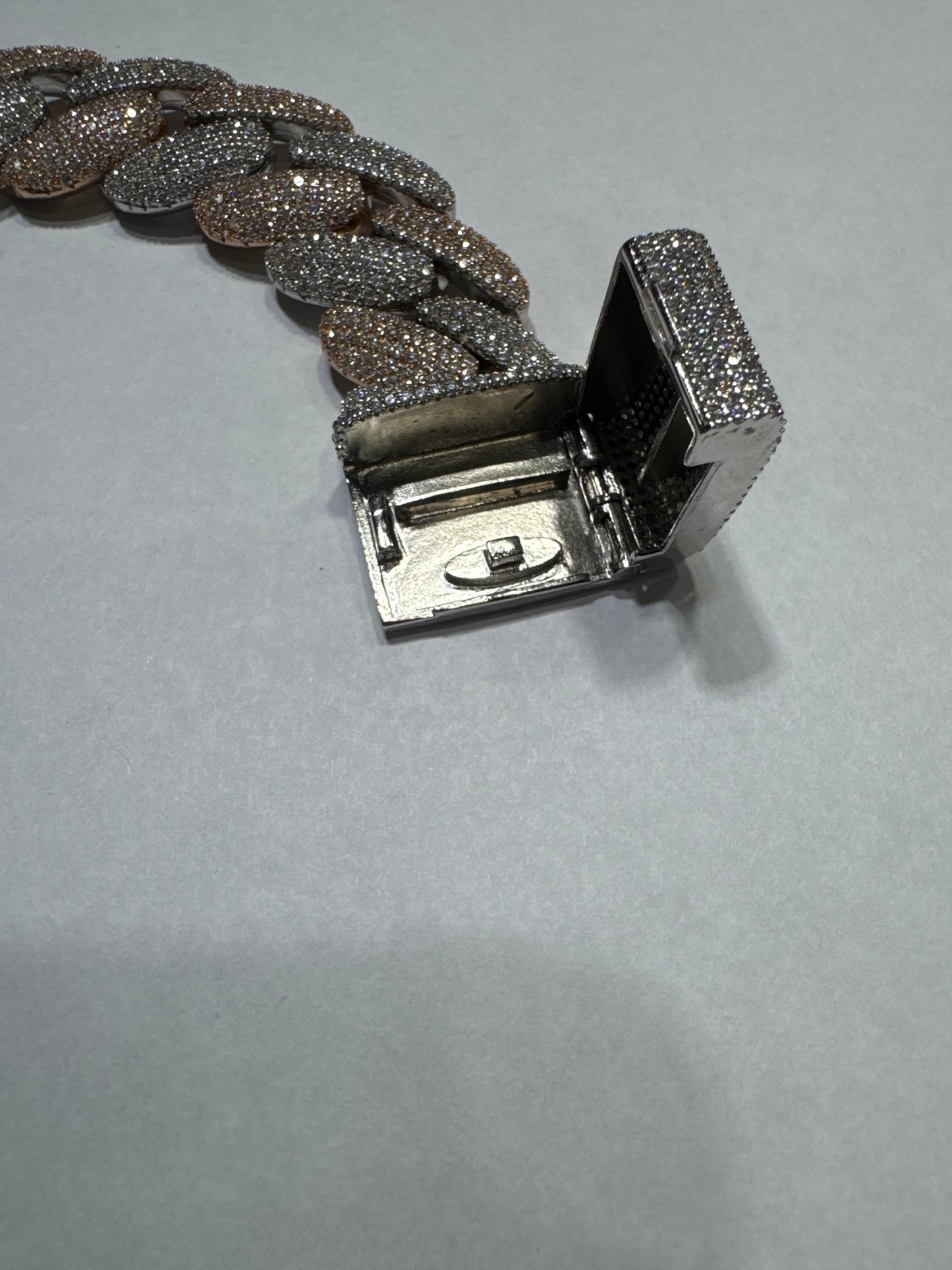 925 Silver Two-Tone Rose Gold VVS Moissanite 20.35ctw 22mm 174.8 Grams "Cuban Link" Bracelet