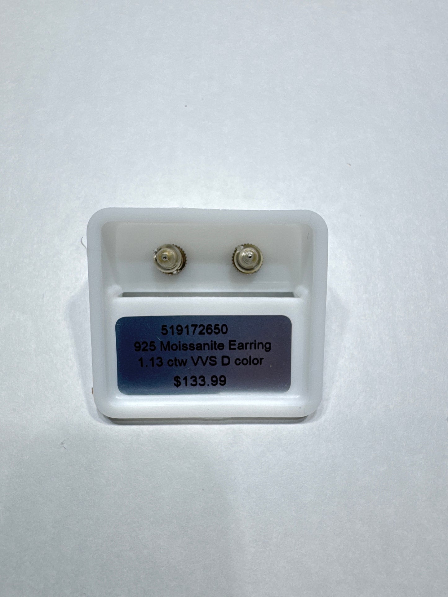 solid 925 silver VVS Moissanite all around 1.13ctw 7mm flower shaped screw back earrings size small