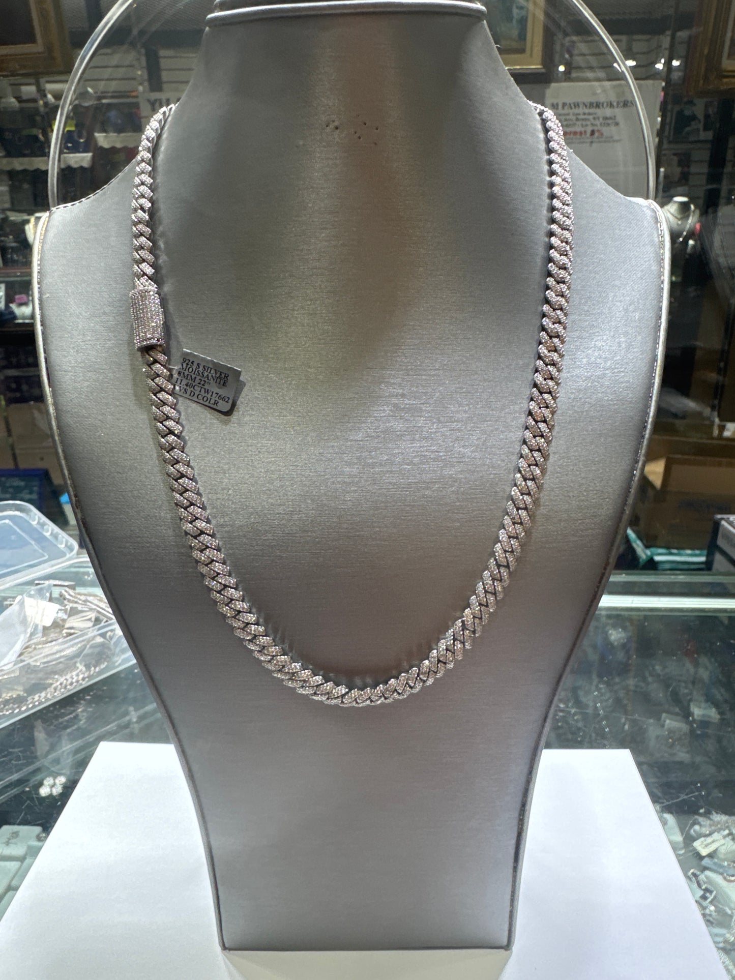 925 silver VVS Moissanite Cuban chain 8mm 11.40ctw 64.8 grams