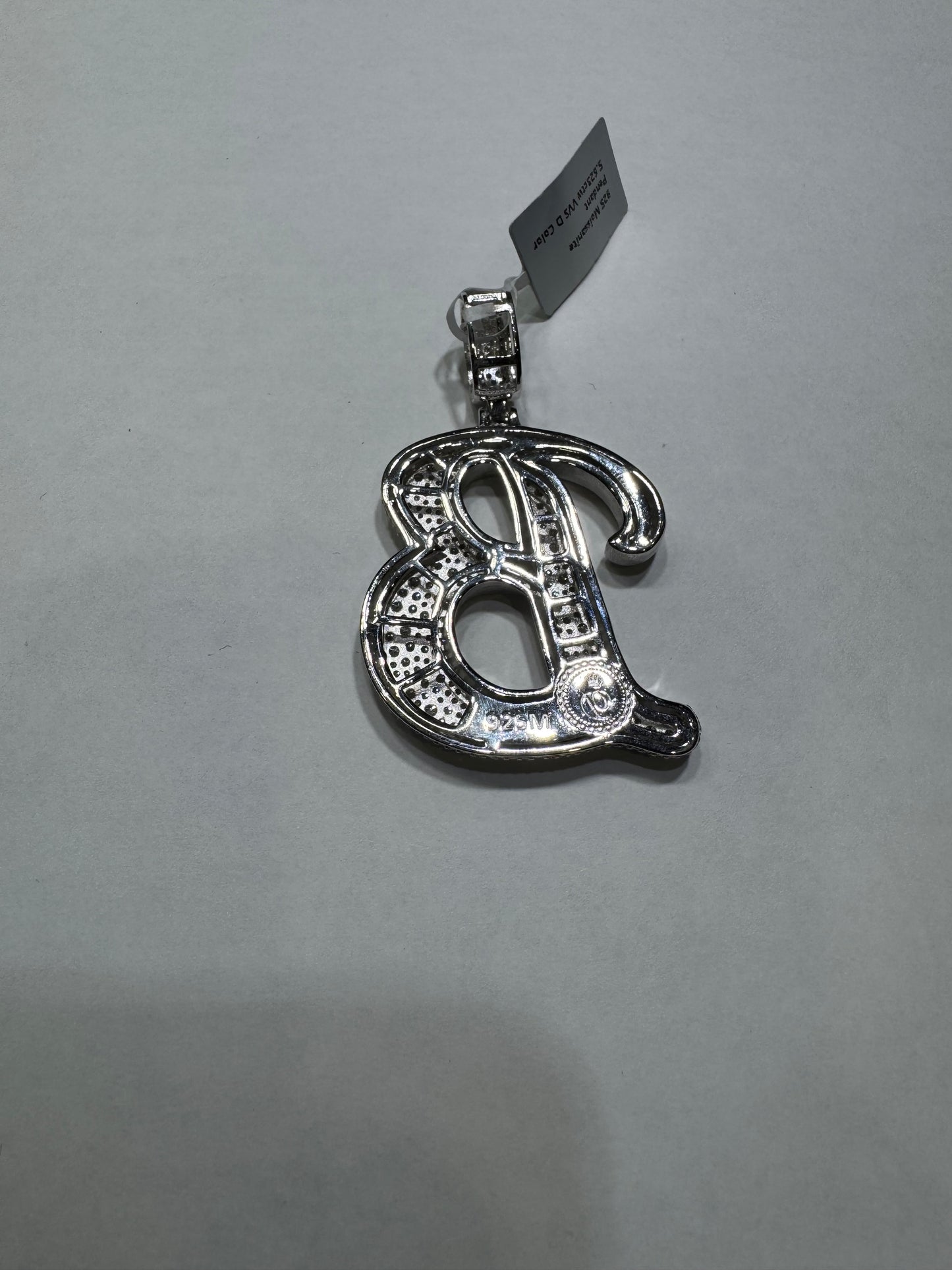 925 silver Hollo letter "B" VVS Moissanite 5.63ctw 19.1 grams