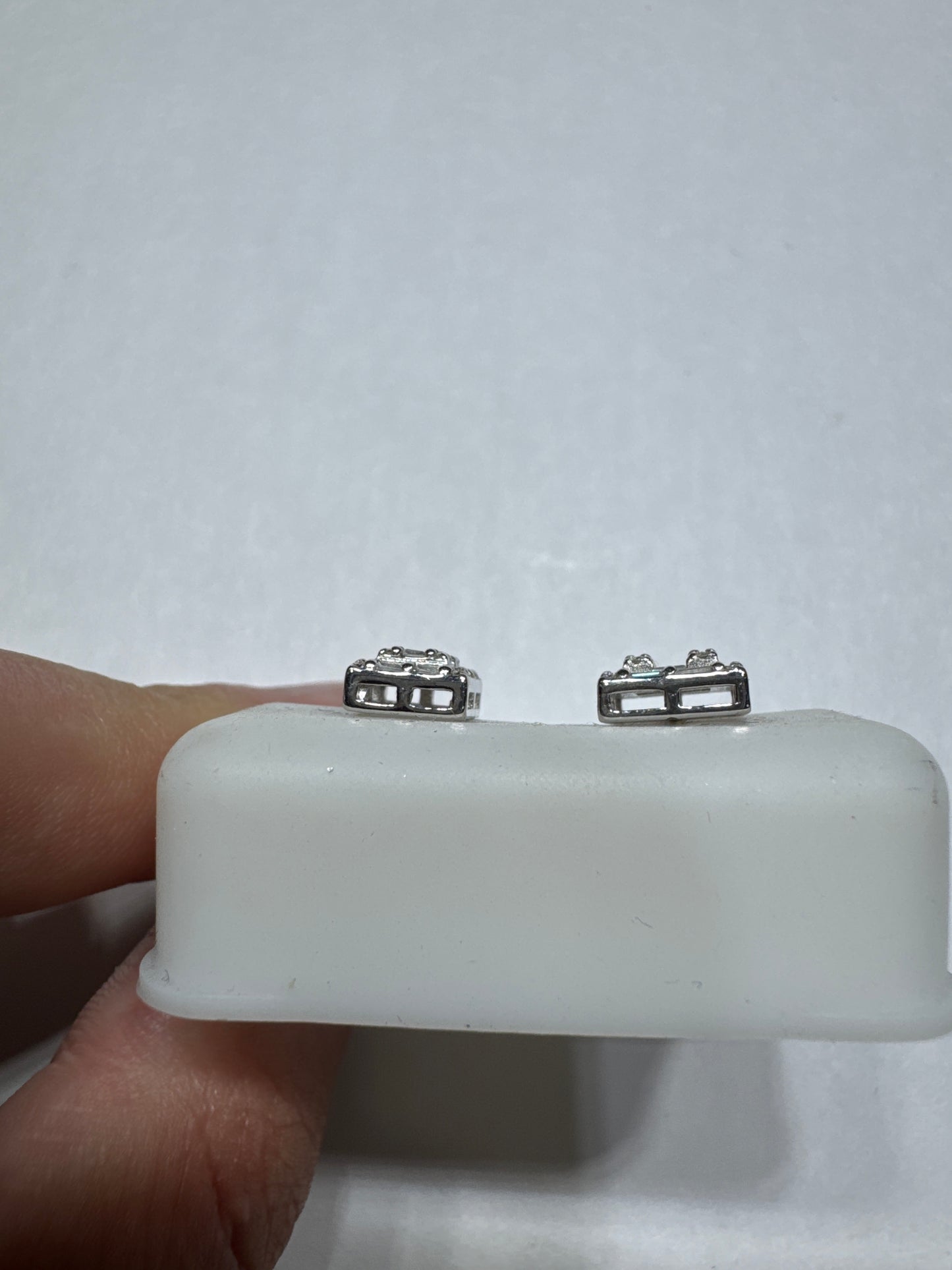 Solid 925 silver VVS Moissanite 0.46ctw 6mm square cluster screw back earrings size small
