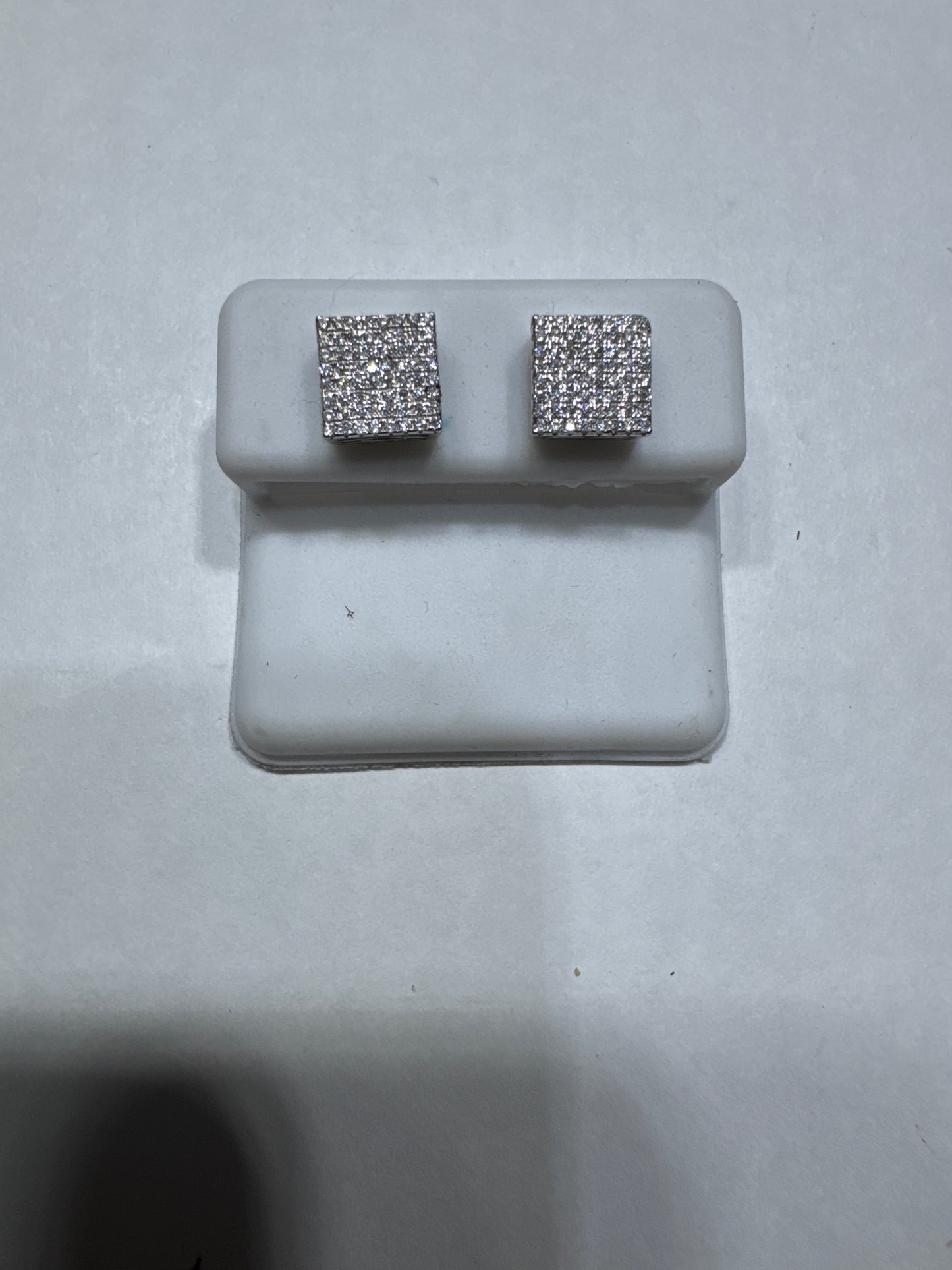 Solid 925 Silver VVS Moissanite 0.5ctw 9mm square shaped earrings size medium