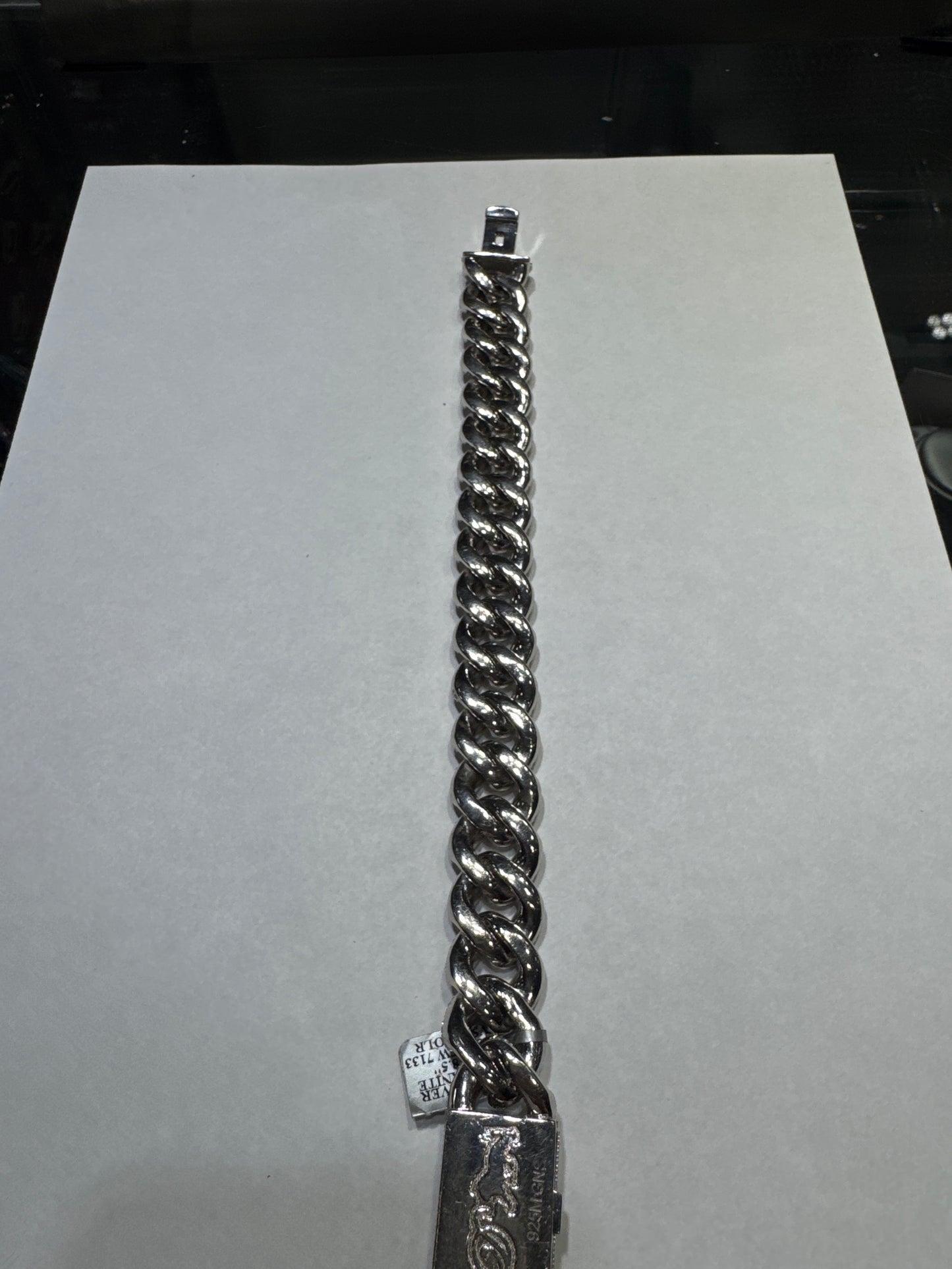 925 Silver VVS Moissanite 16.33ctw 18mm 128.6 Grams "Cuban Link" Bracelet