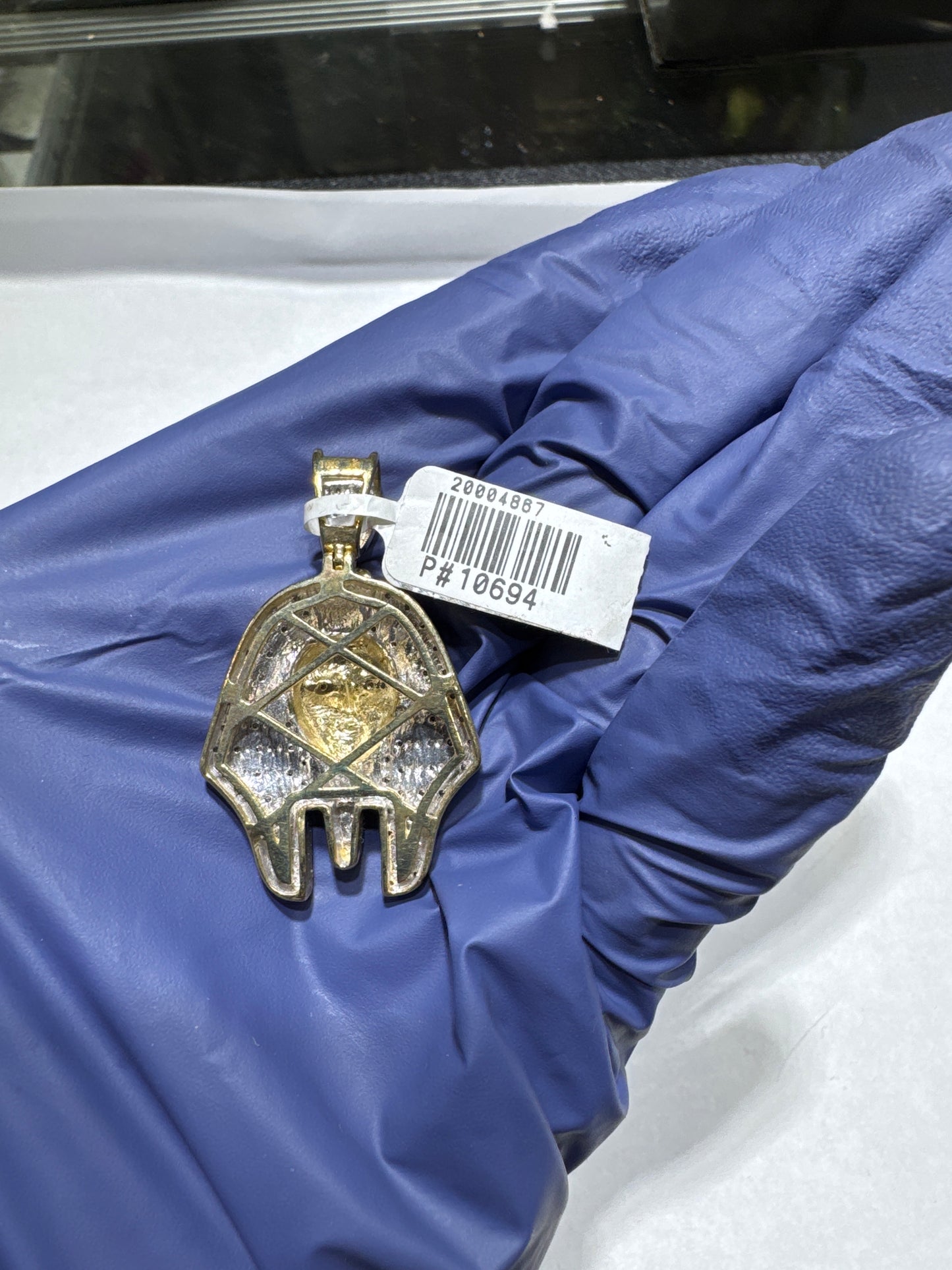 10kt gold Natural Diamond 0.35ctw 9 grams "Pharaoh Head" Pendant