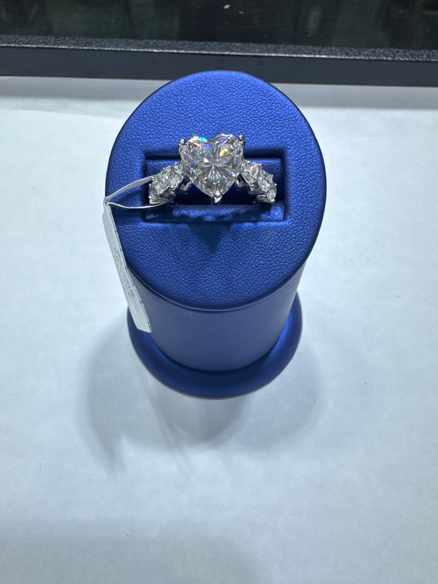 925 Silver Moissanite 5.80ctw size 7 "Heart shaped stone and all around" Engagement Ring