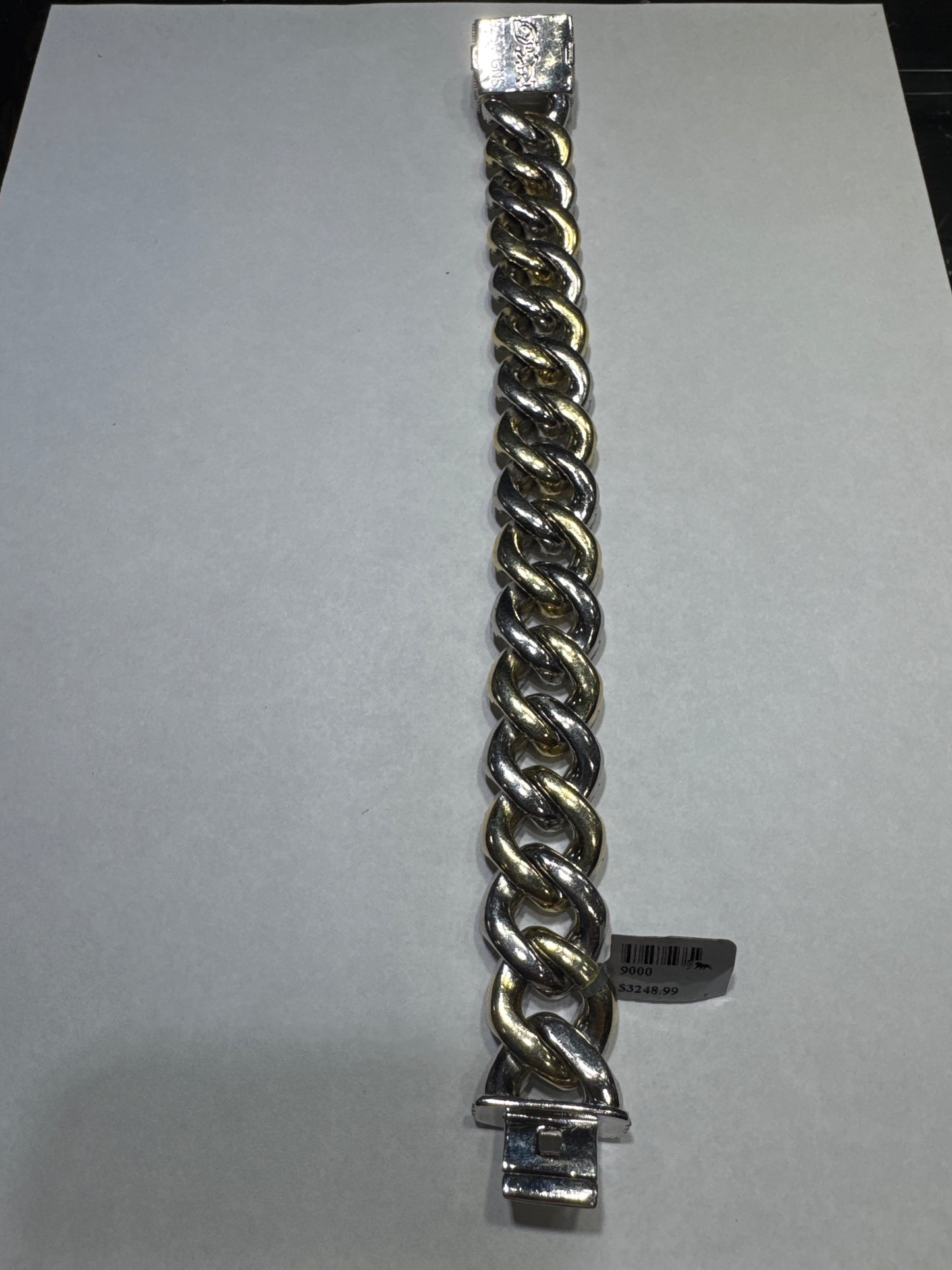 925 Silver Two-tone yellow Gold VVS Moissanite 20.32ctw 22mm 173.2 Grams "Cuban link" Bracelet