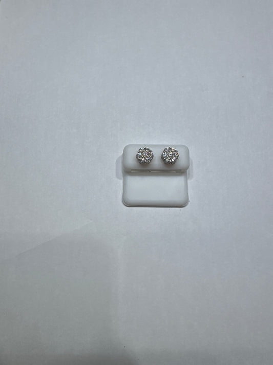 925 silver Plate rose gold VVS Moissanite all around 2.14 ctw 10mm flower shaped earrings size medium