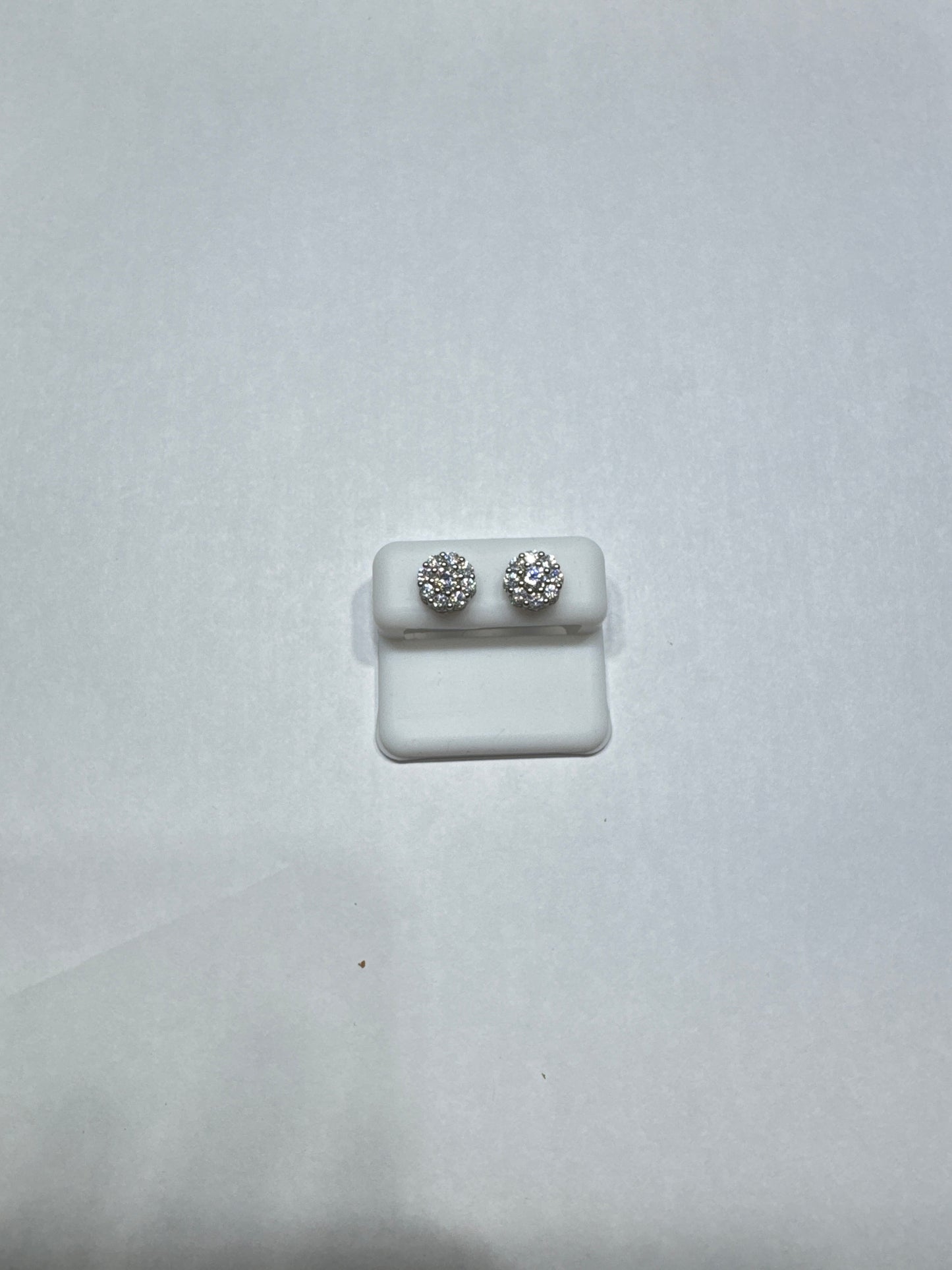 Solid 925 silver VVS Moissanite all around 1.67ctw 10mm Flower shaped screw back earrings size medium