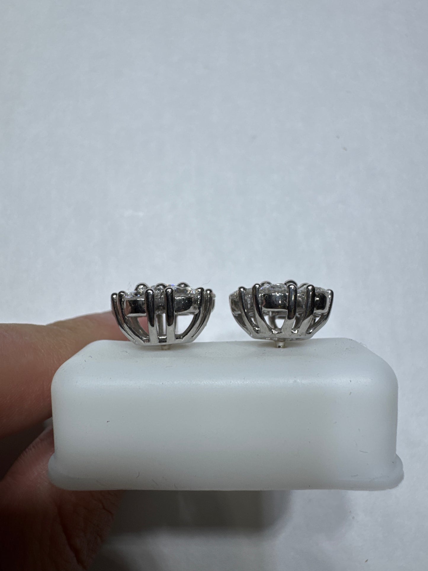 Solid 925 silver VVS Moissanite 3.01ctw 13mm flower shaped screw back earrings size large