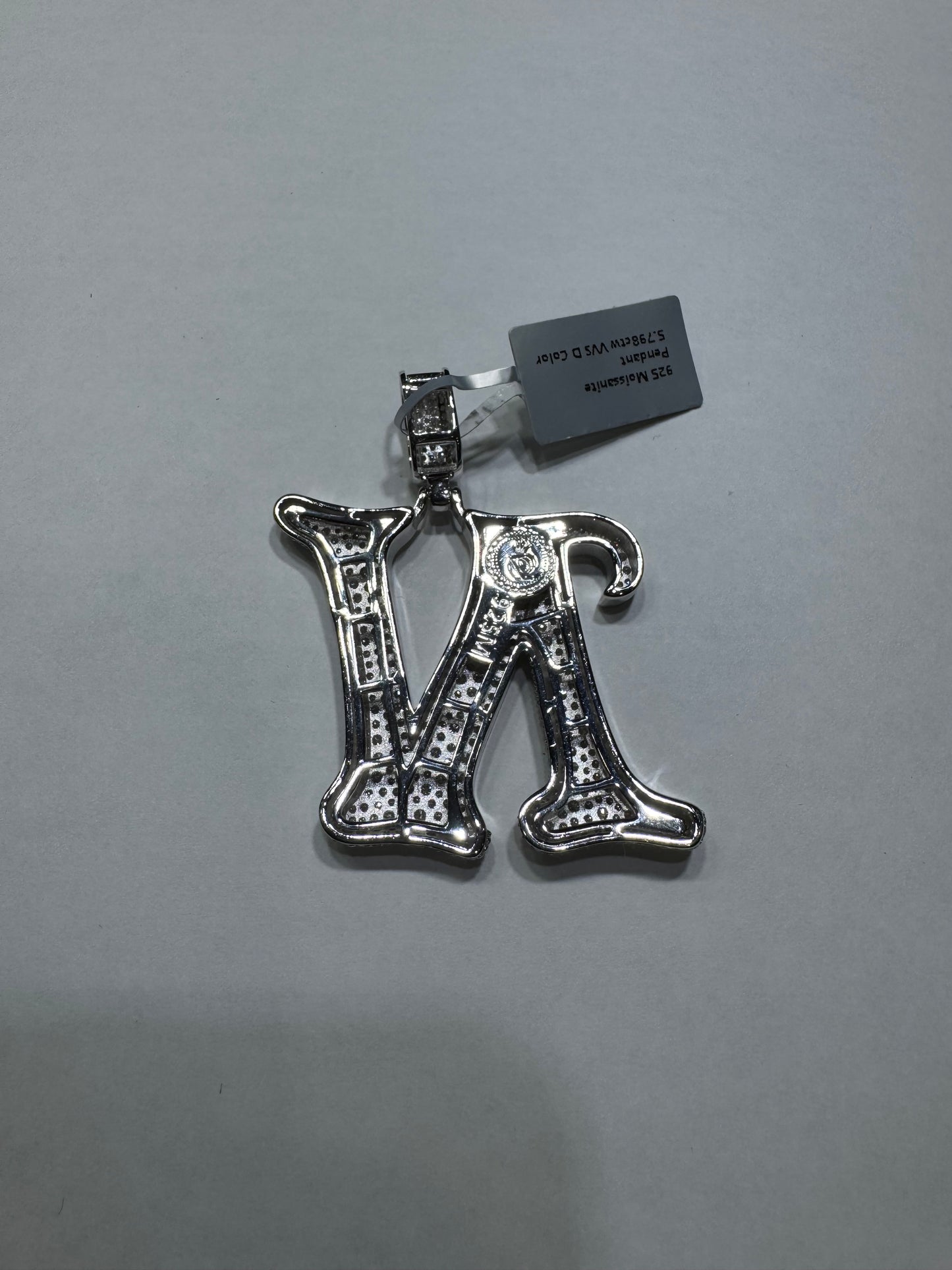 925 silver Hollo Letter "N" VVS Moissanite 5.78ctw 19.2 grams