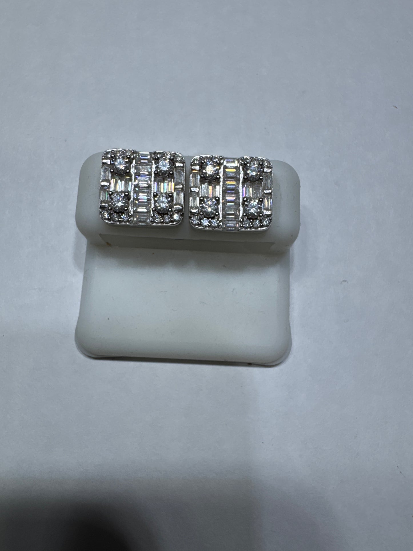 Solid 925 silver VVS Moissanite 2.96ctw 14mm square shaped screw back earrings size large