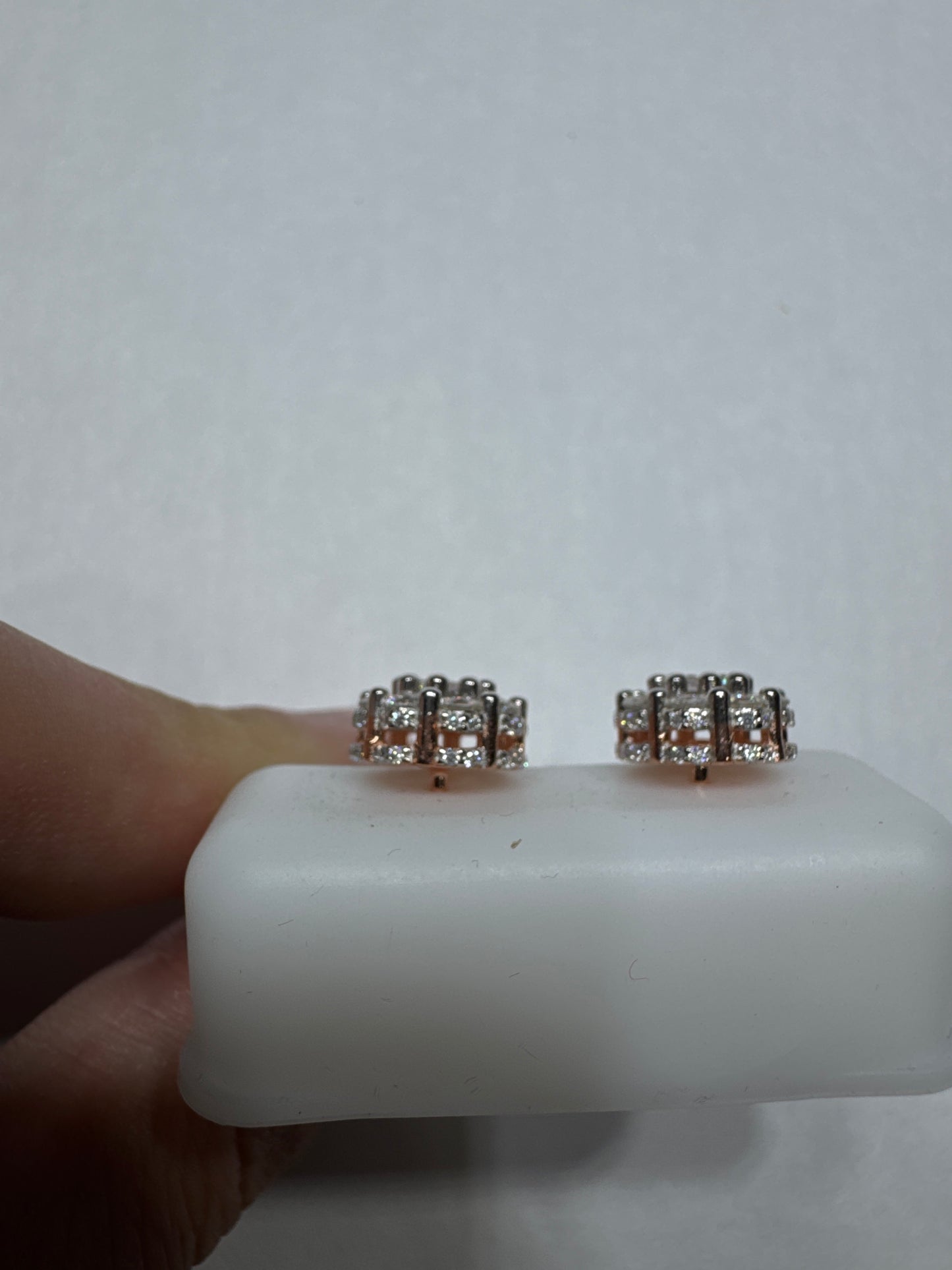 925 silver plated Rose gold VVS Moissanite all around 1.67ctw 10mm flower shaped screw back earrings size medium