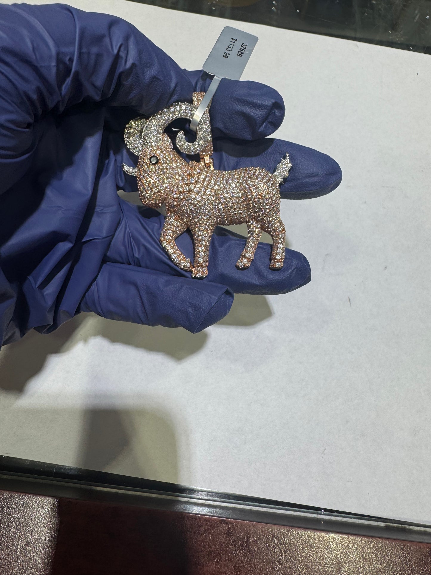 GOAT silver horns rose gold plated body VVS Moissanite