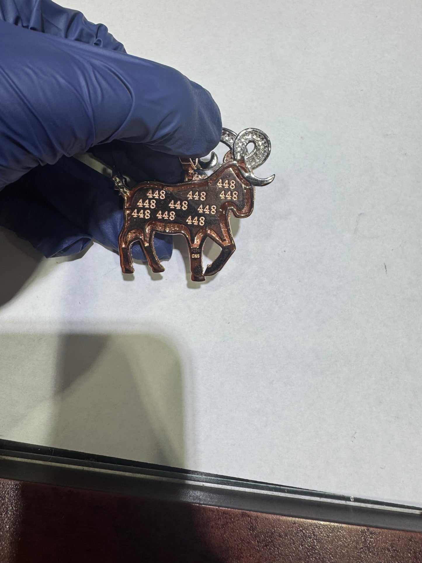 GOAT silver horns rose gold plated body VVS Moissanite
