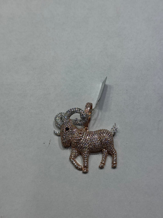 GOAT silver horns rose gold plated body VVS Moissanite